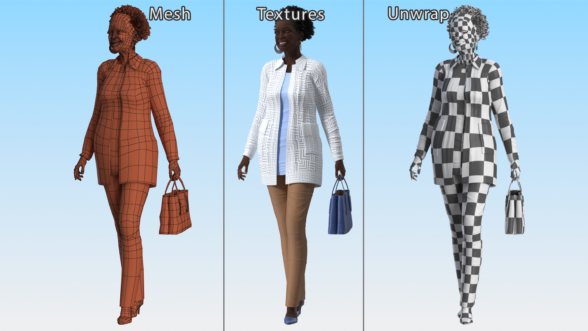 Afro American Grandma Everyday Style Walking 3D model