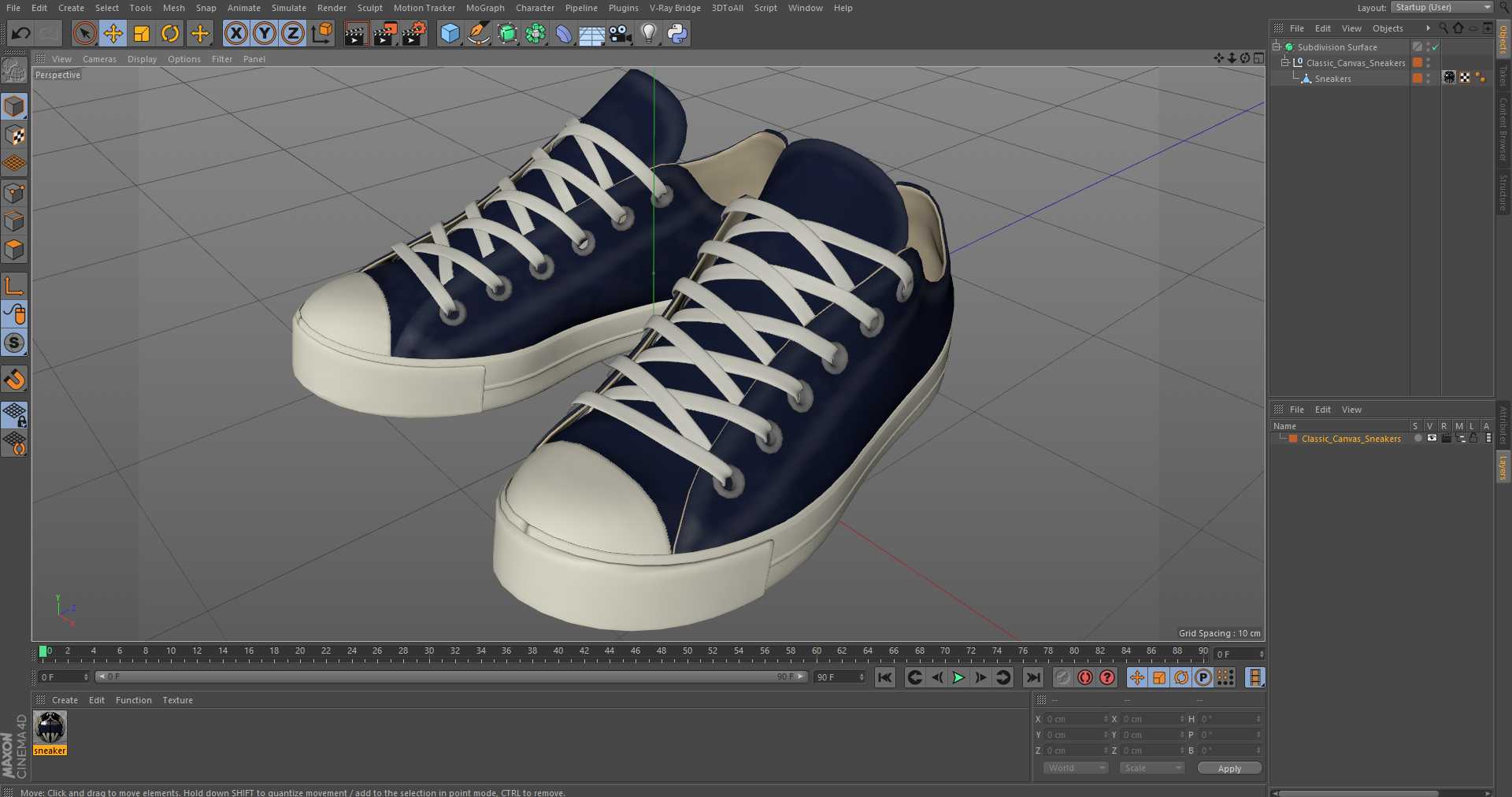 3D Classic Canvas Sneakers model