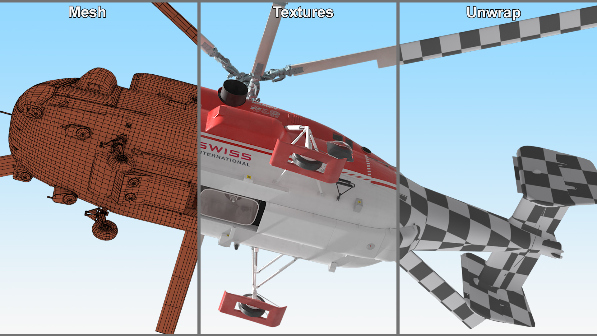 3D model Kamov KA 32 Firefighting Helicopter Simplified Interior