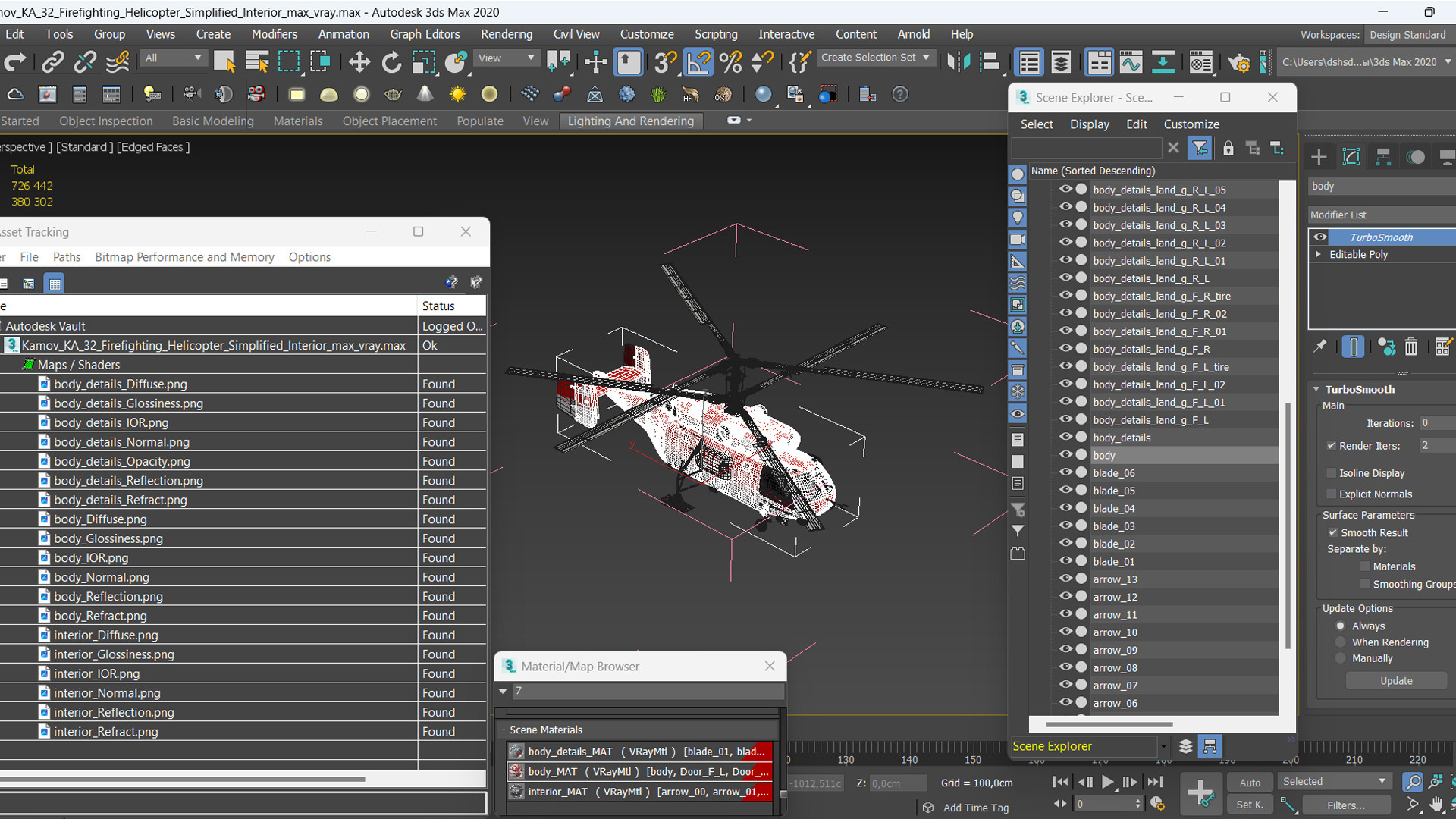 3D model Kamov KA 32 Firefighting Helicopter Simplified Interior