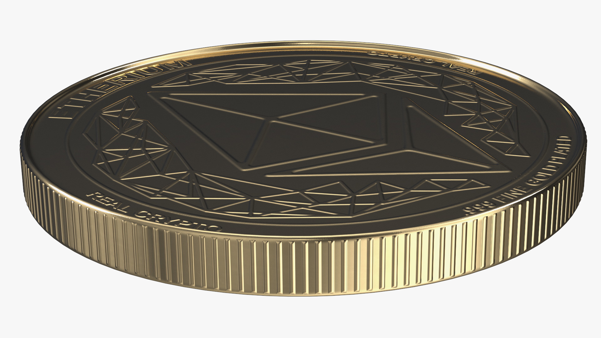 Ethereum ETH Cryptocurrency Golden Coin 3D model