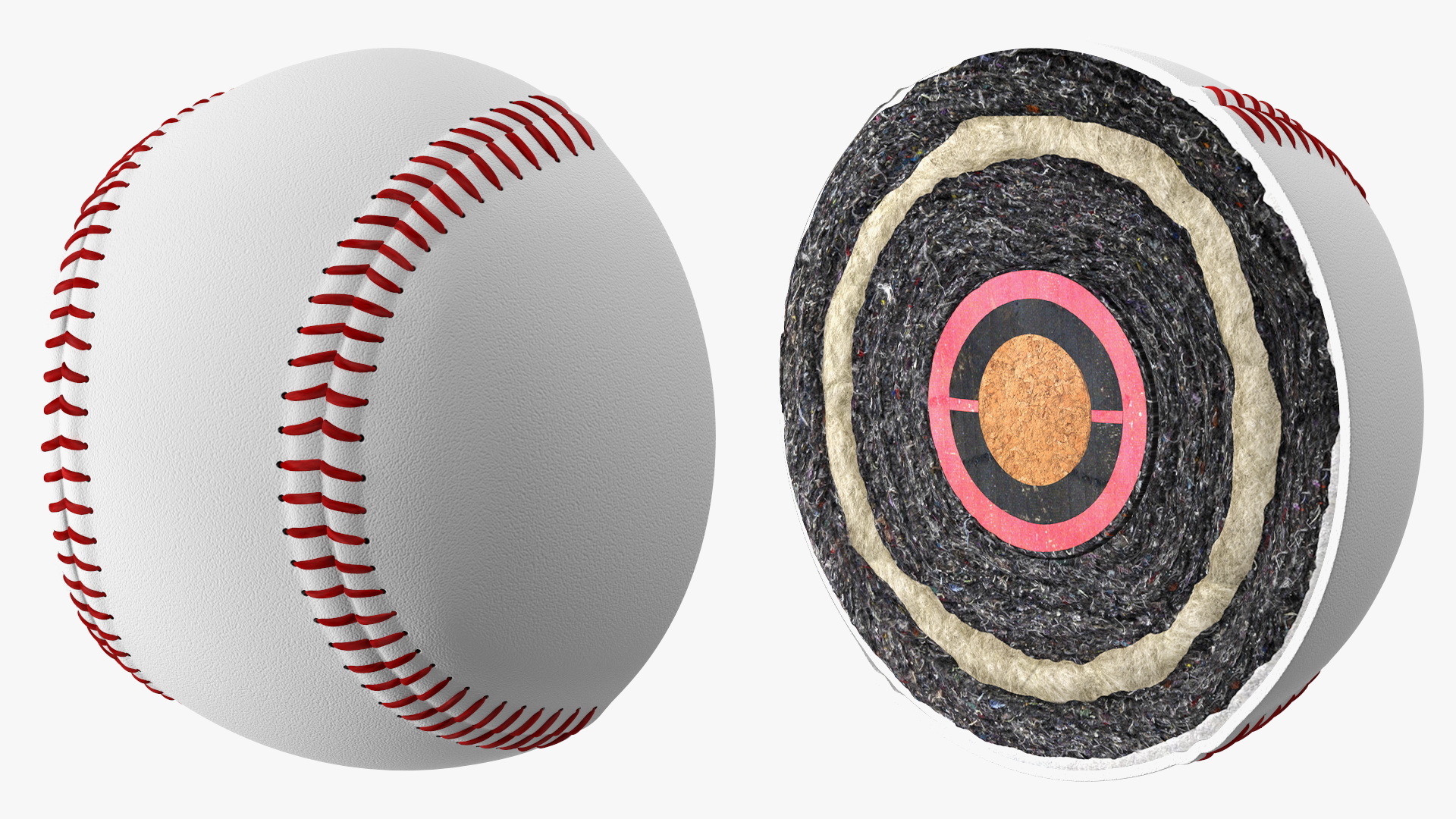 3D Baseball Ball Half model