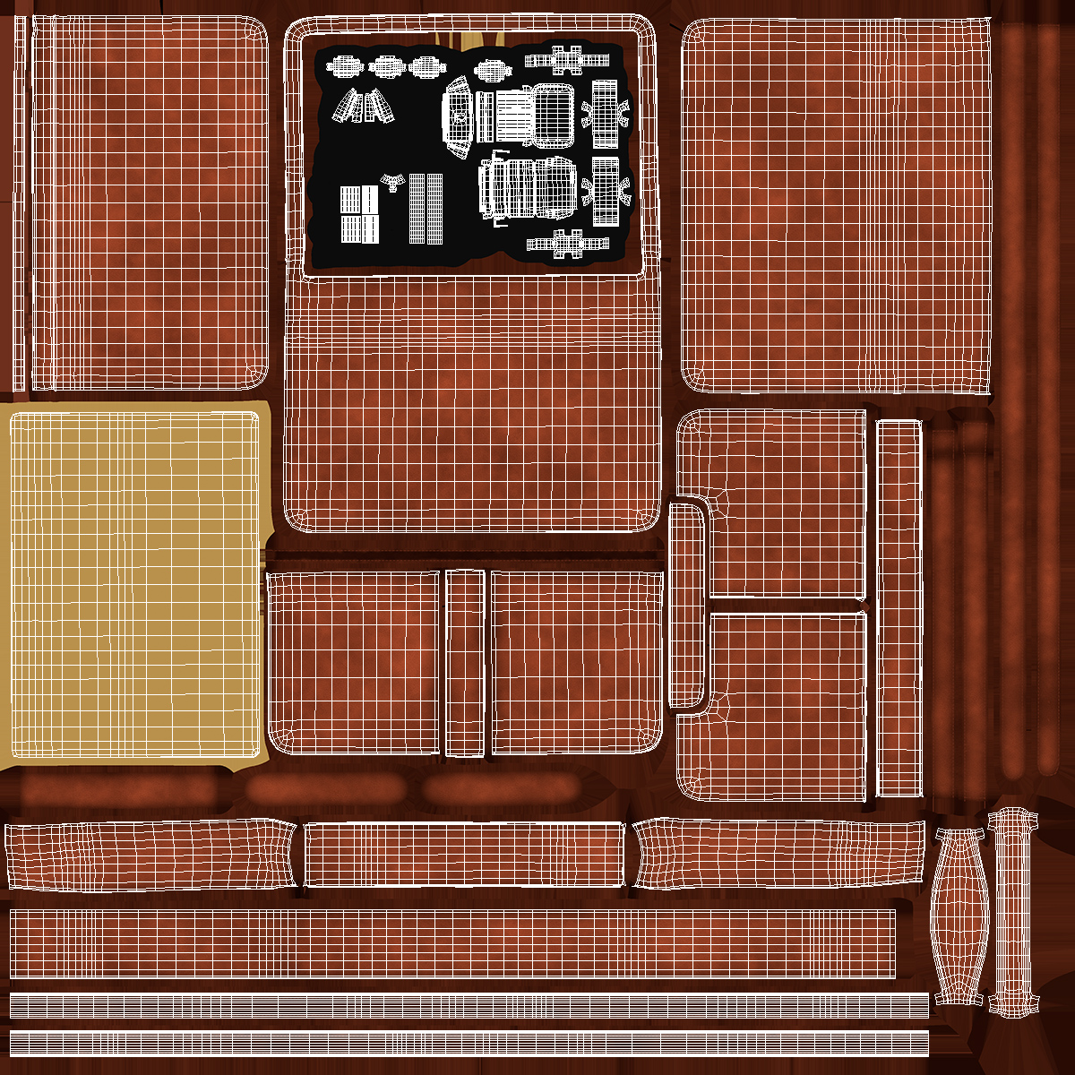 Opened Leather Flapover Briefcase Brown 3D model