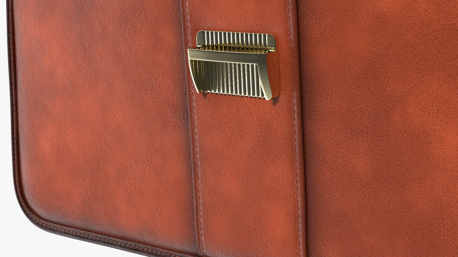 Opened Leather Flapover Briefcase Brown 3D model