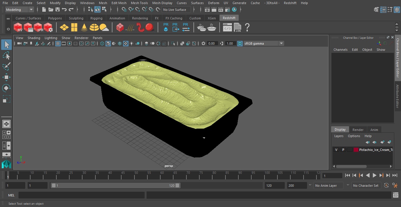 Pistachio Ice Cream Tray 3D model