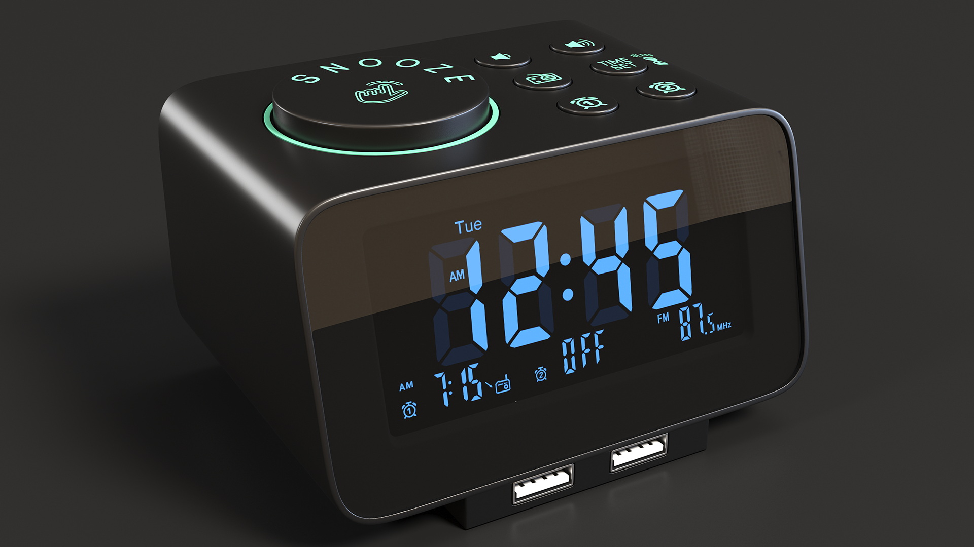 3D Dual Digital Alarm Clock Radio Plastic model