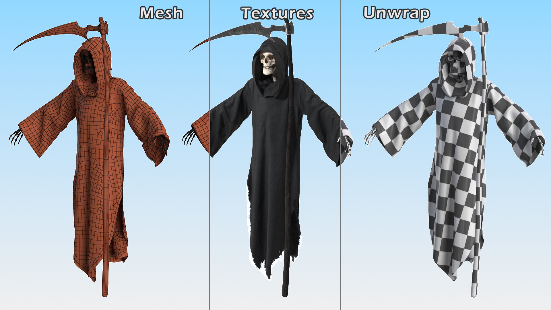 Grim Reaper with Scythe Set 3D