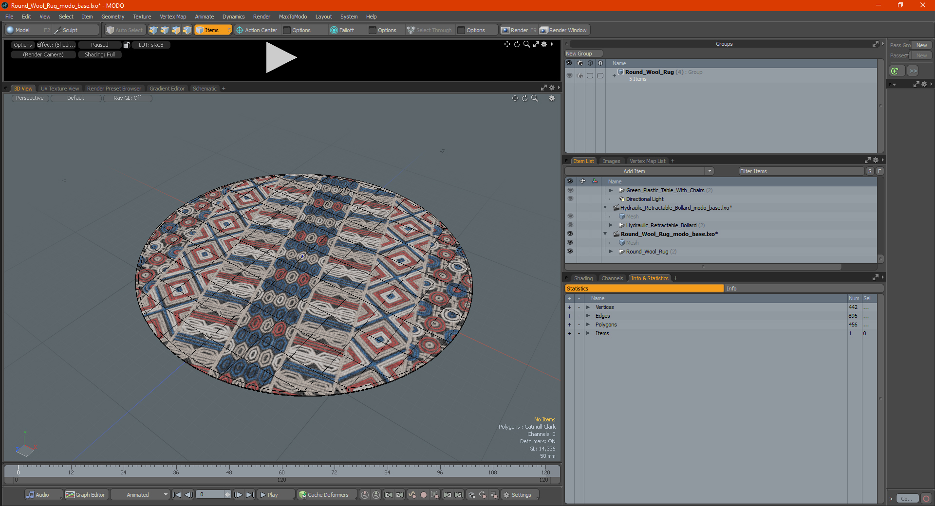 Round Wool Rug 3D model