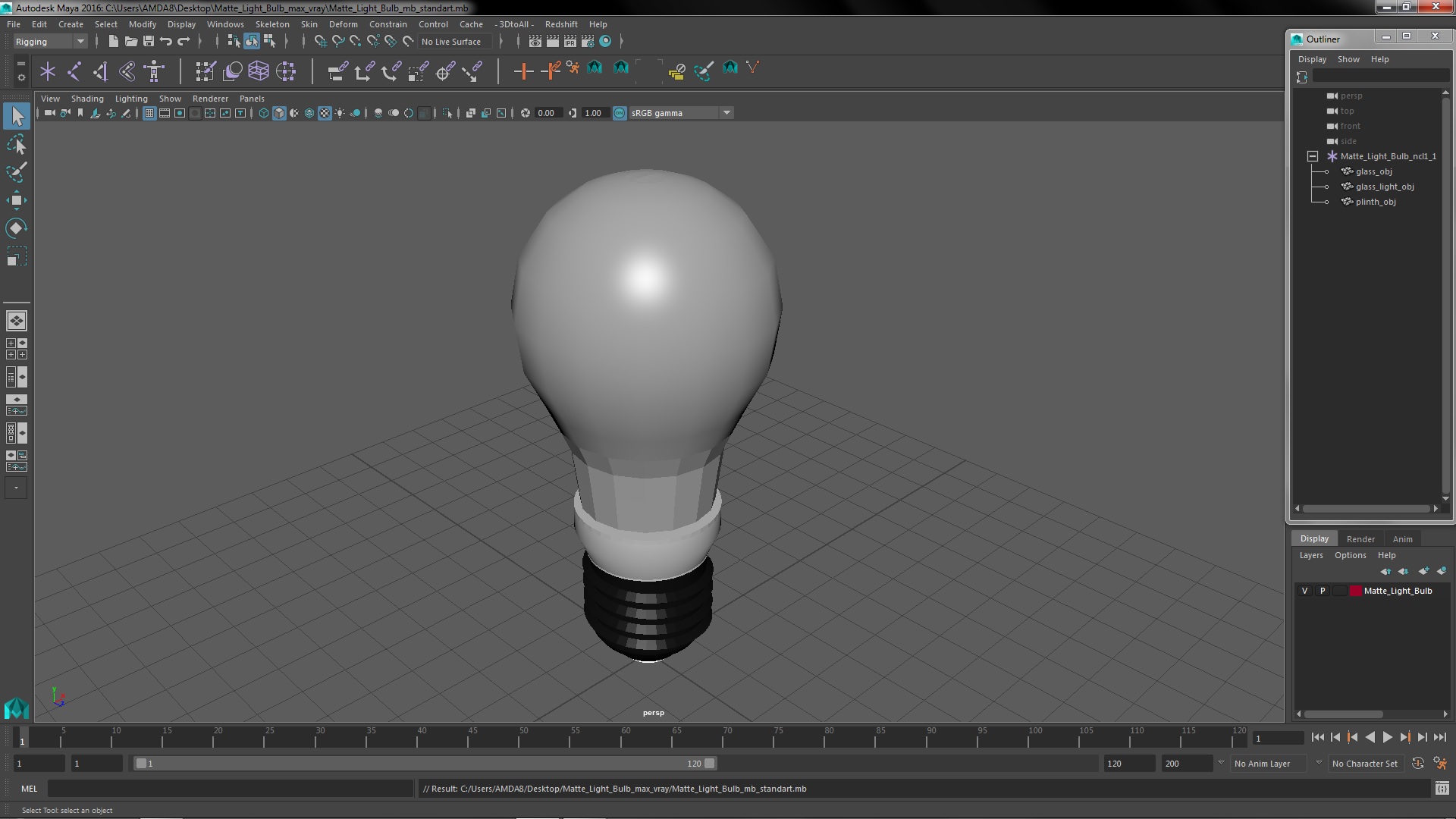 3D Matte Light Bulb