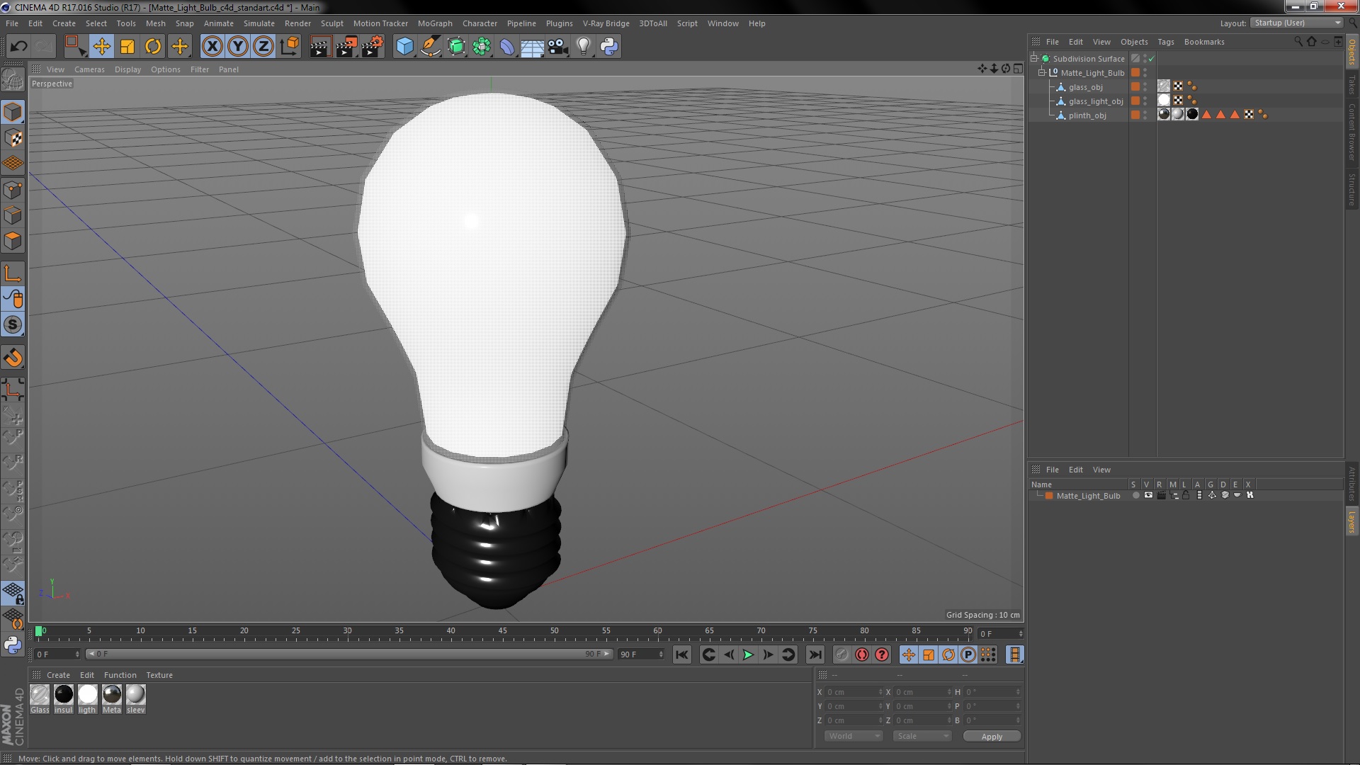 3D Matte Light Bulb