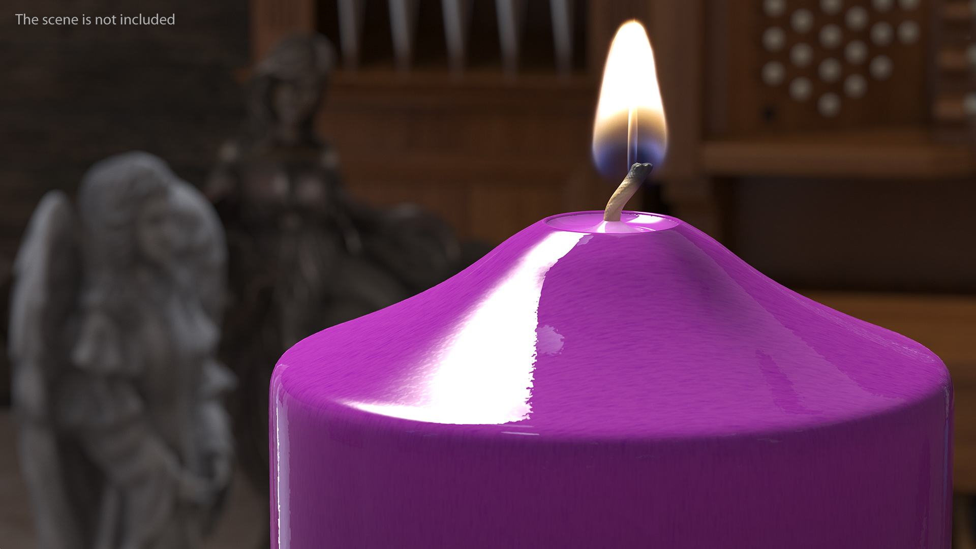 Lit Dome Top Altar Pillar Candle Purple 3D model