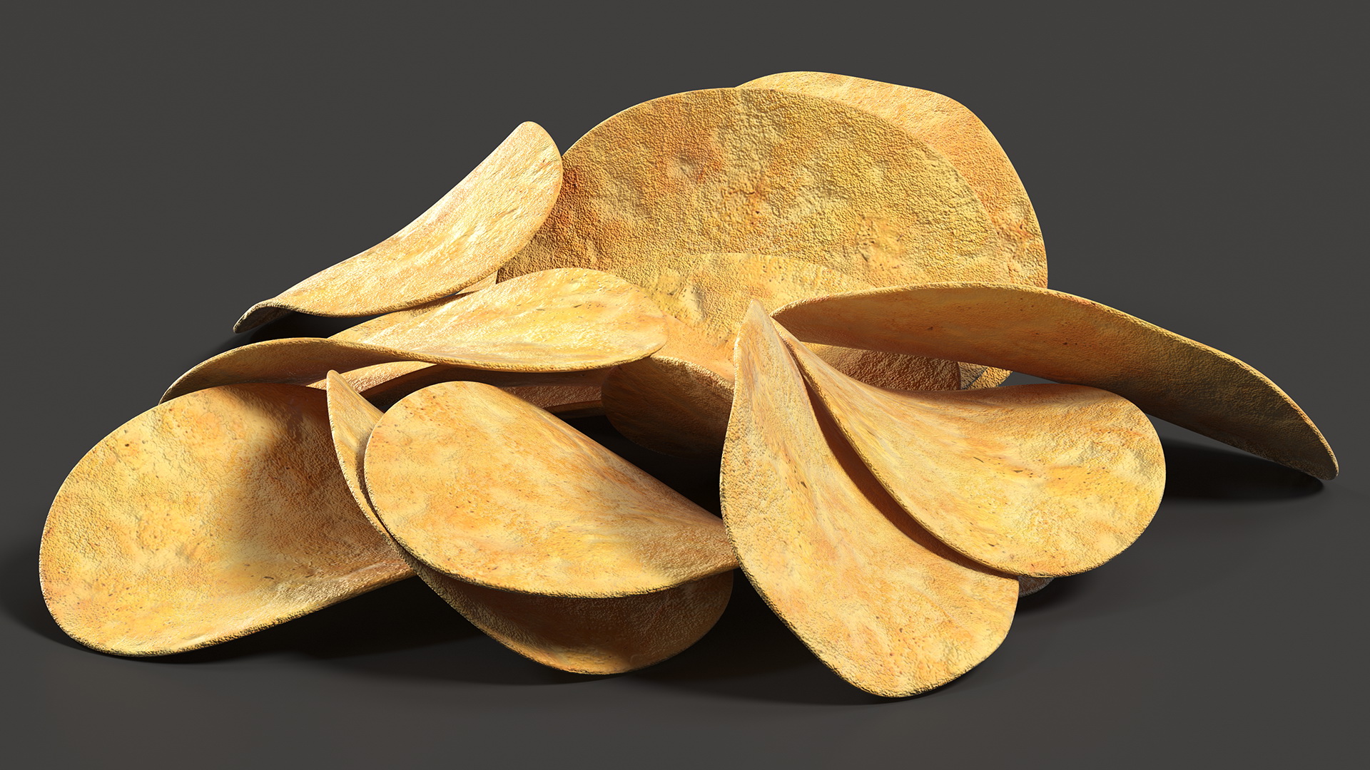 3D Bunch of Potato Chips