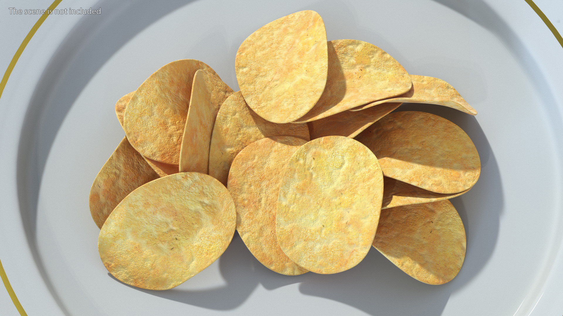 3D Bunch of Potato Chips