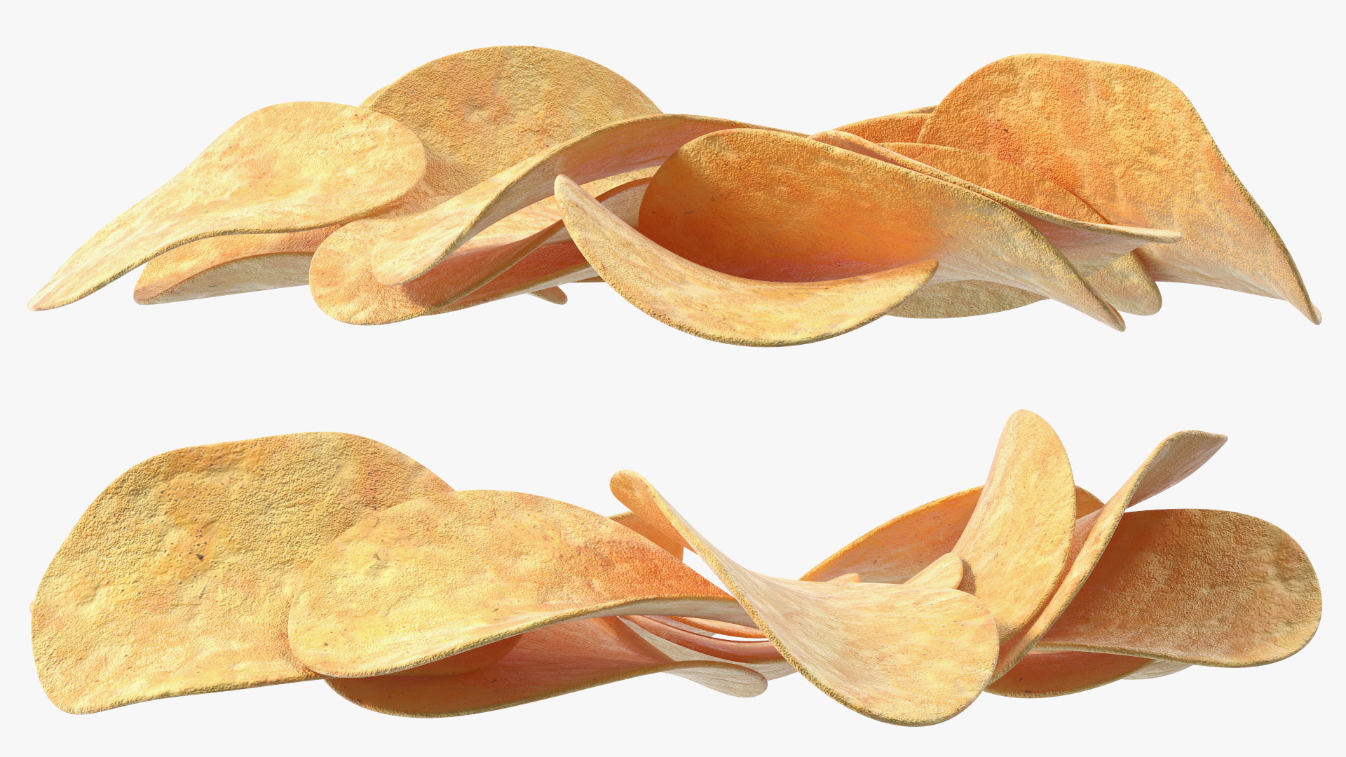 3D Bunch of Potato Chips