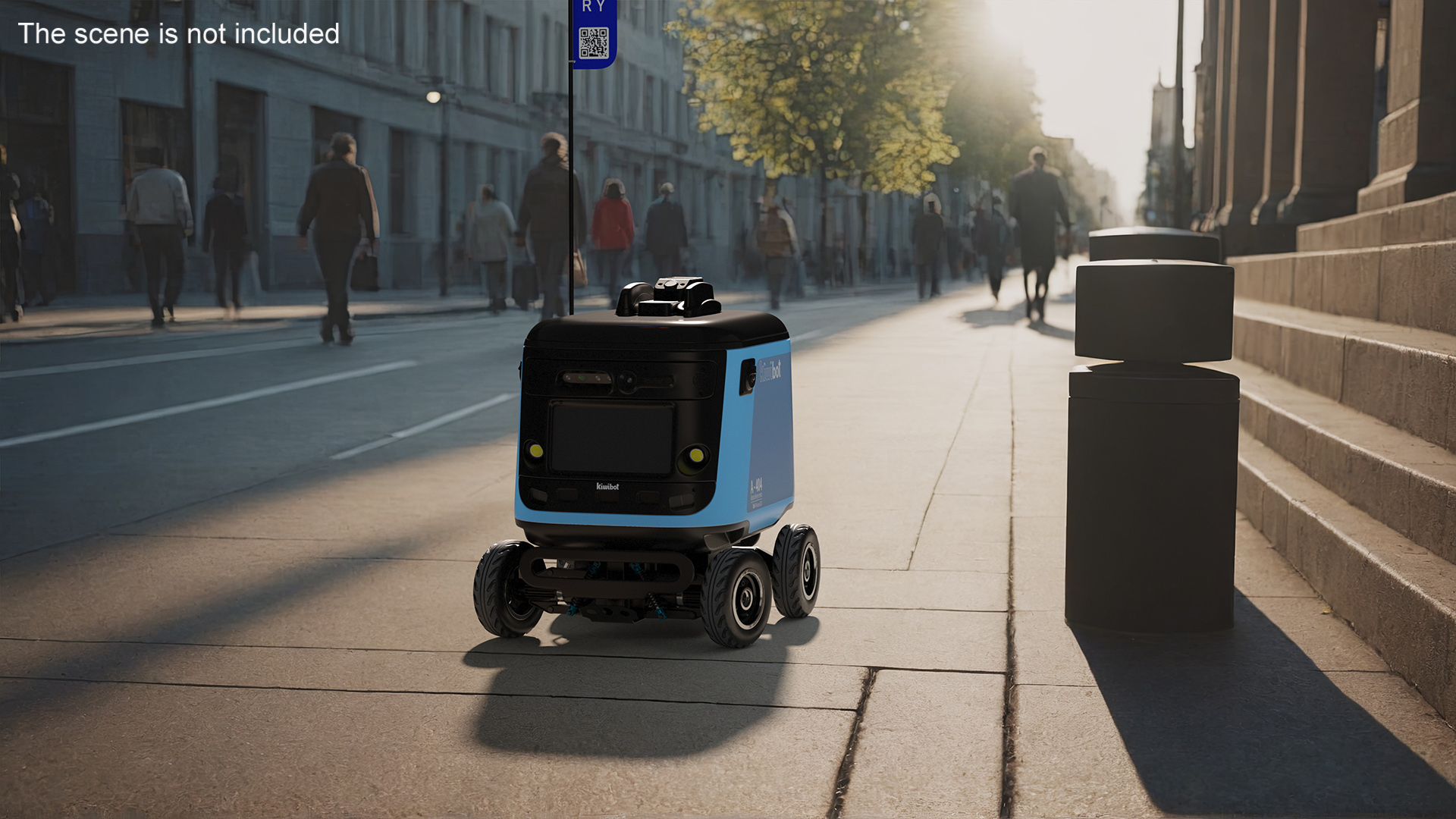 3D Sleeping Delivery Robot Kiwibot Cyan