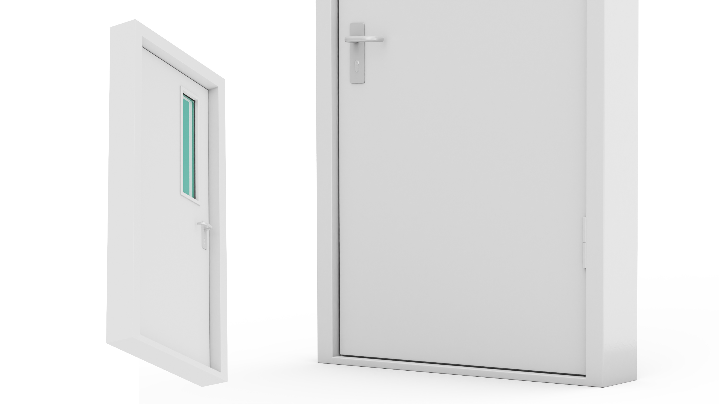 3D model Personnel Steel Door Grey