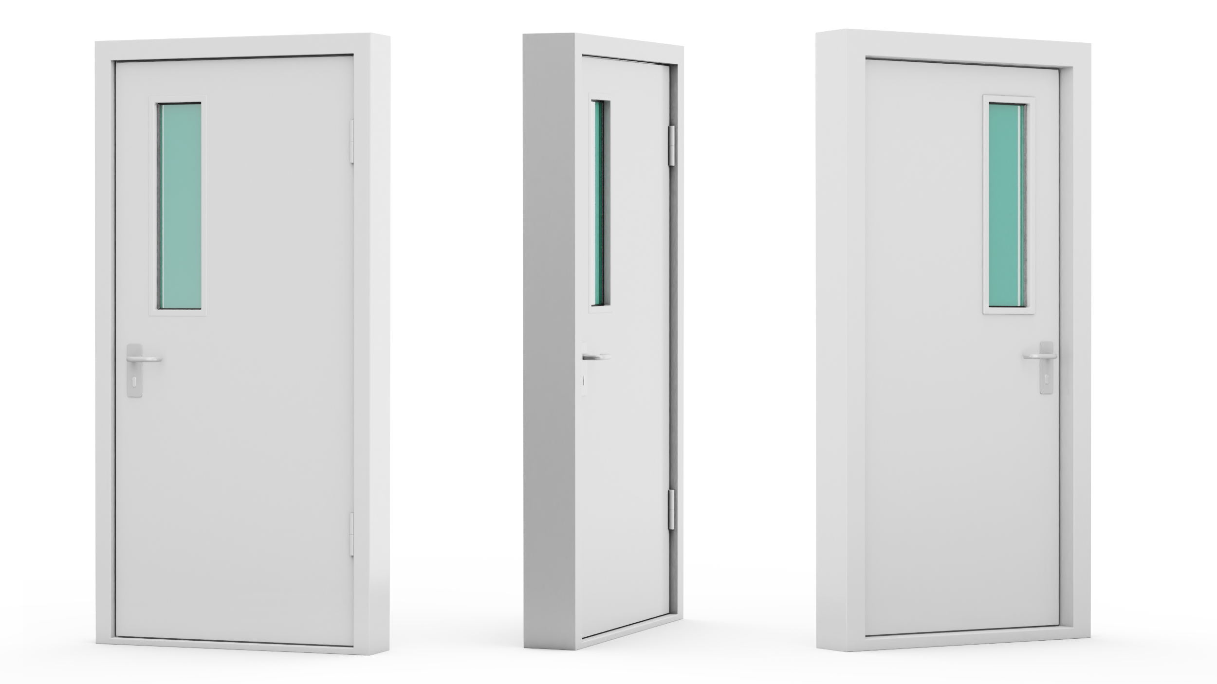 3D model Personnel Steel Door Grey