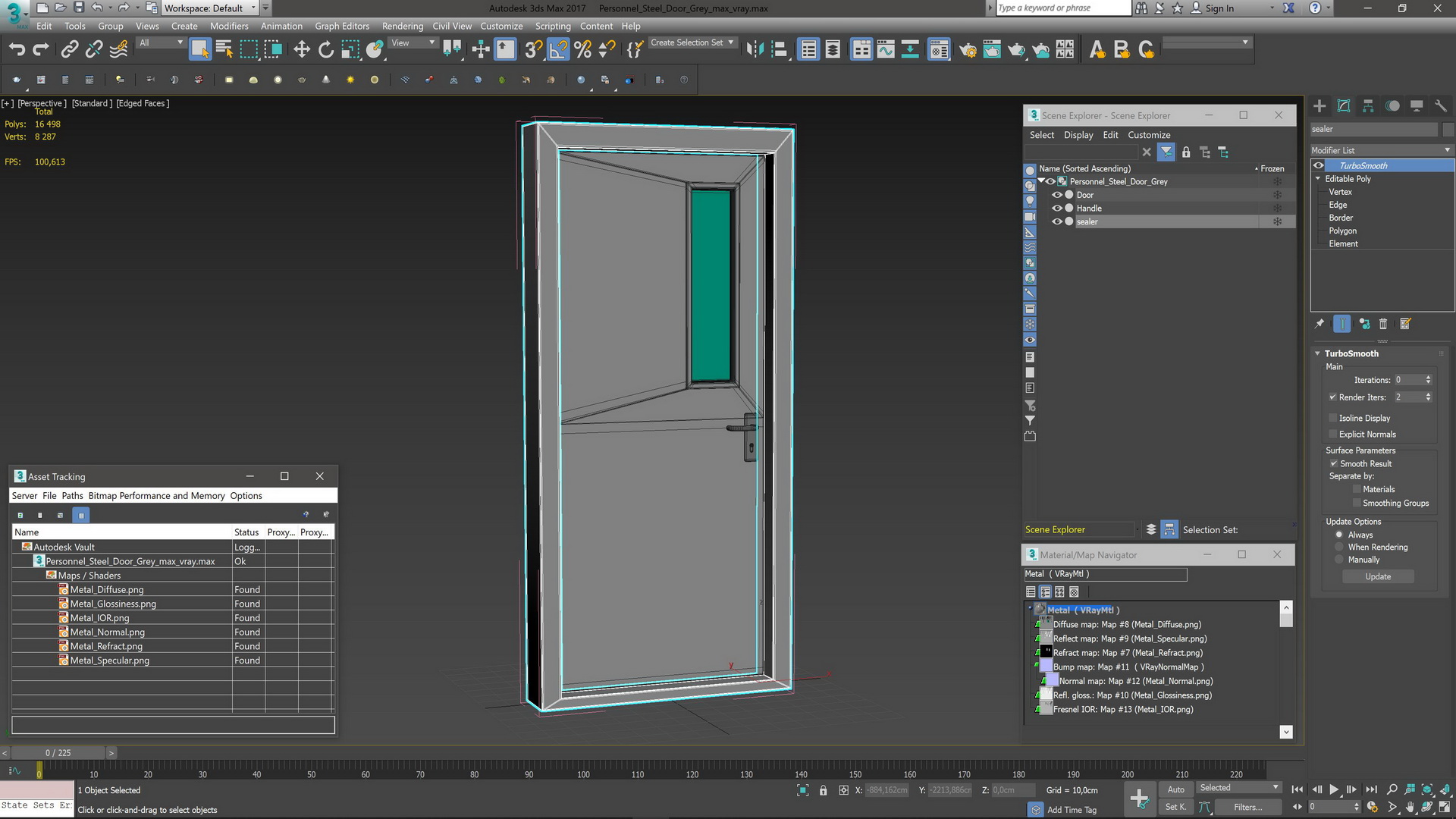 3D model Personnel Steel Door Grey