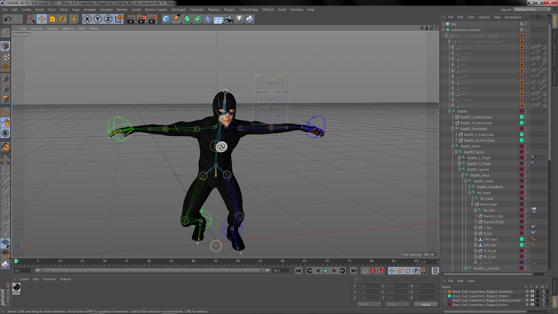 3D Black Suit Superhero Rigged for Cinema 4D