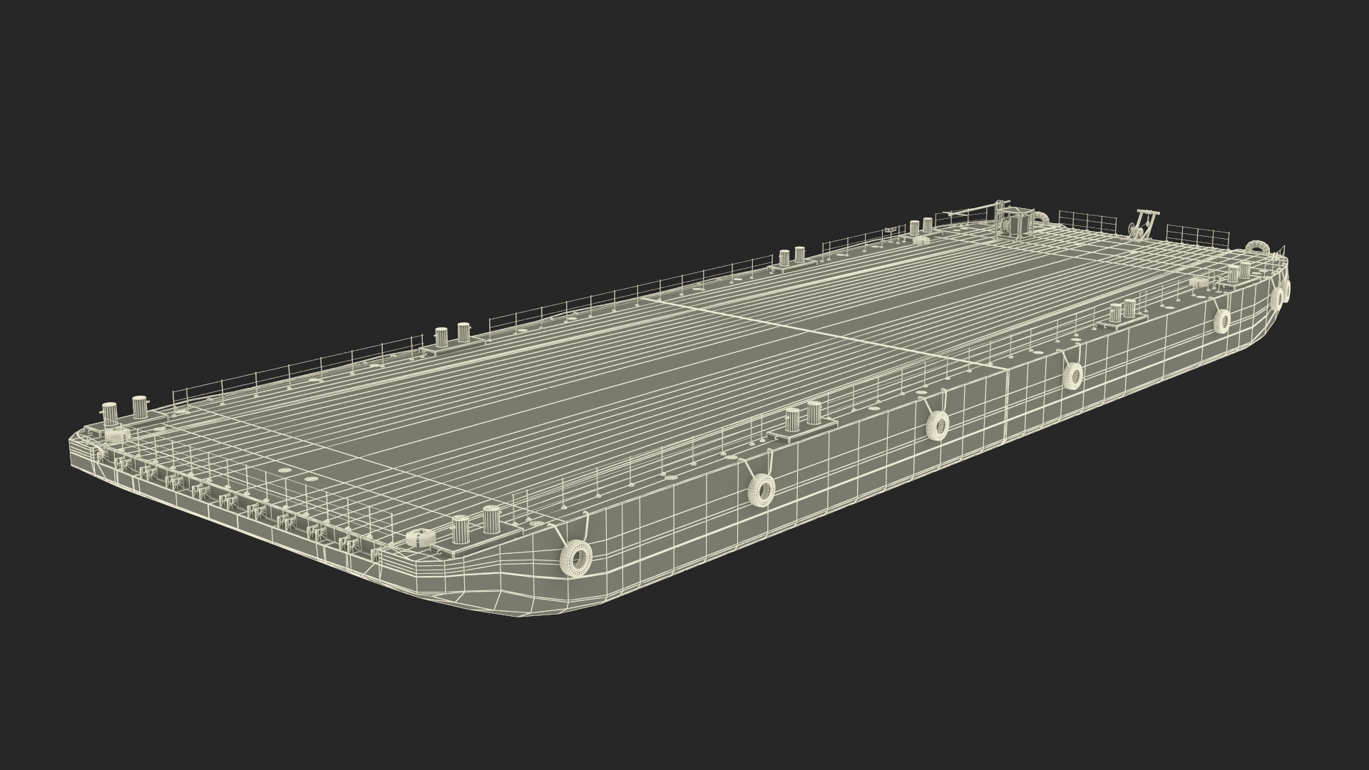 3D Industrial Cargo Barge Red