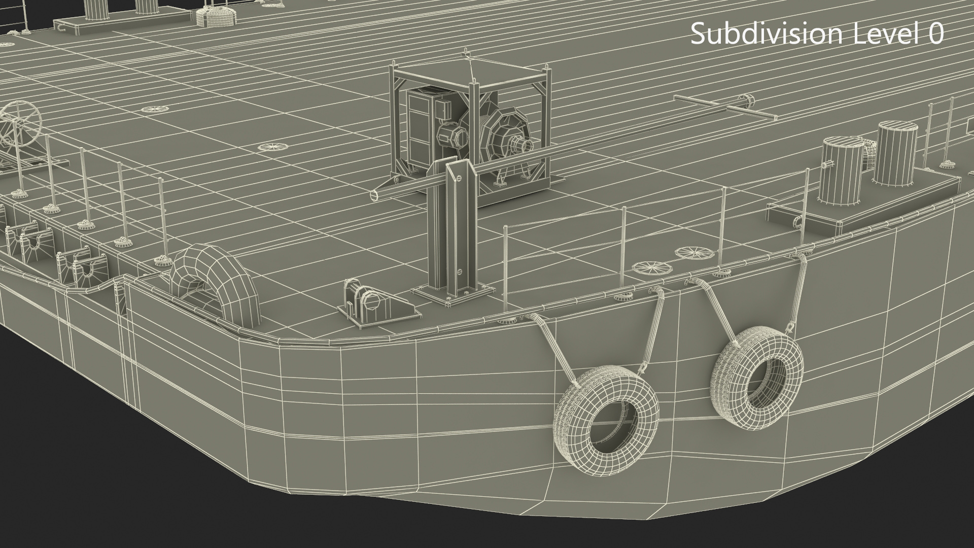 3D Industrial Cargo Barge Red