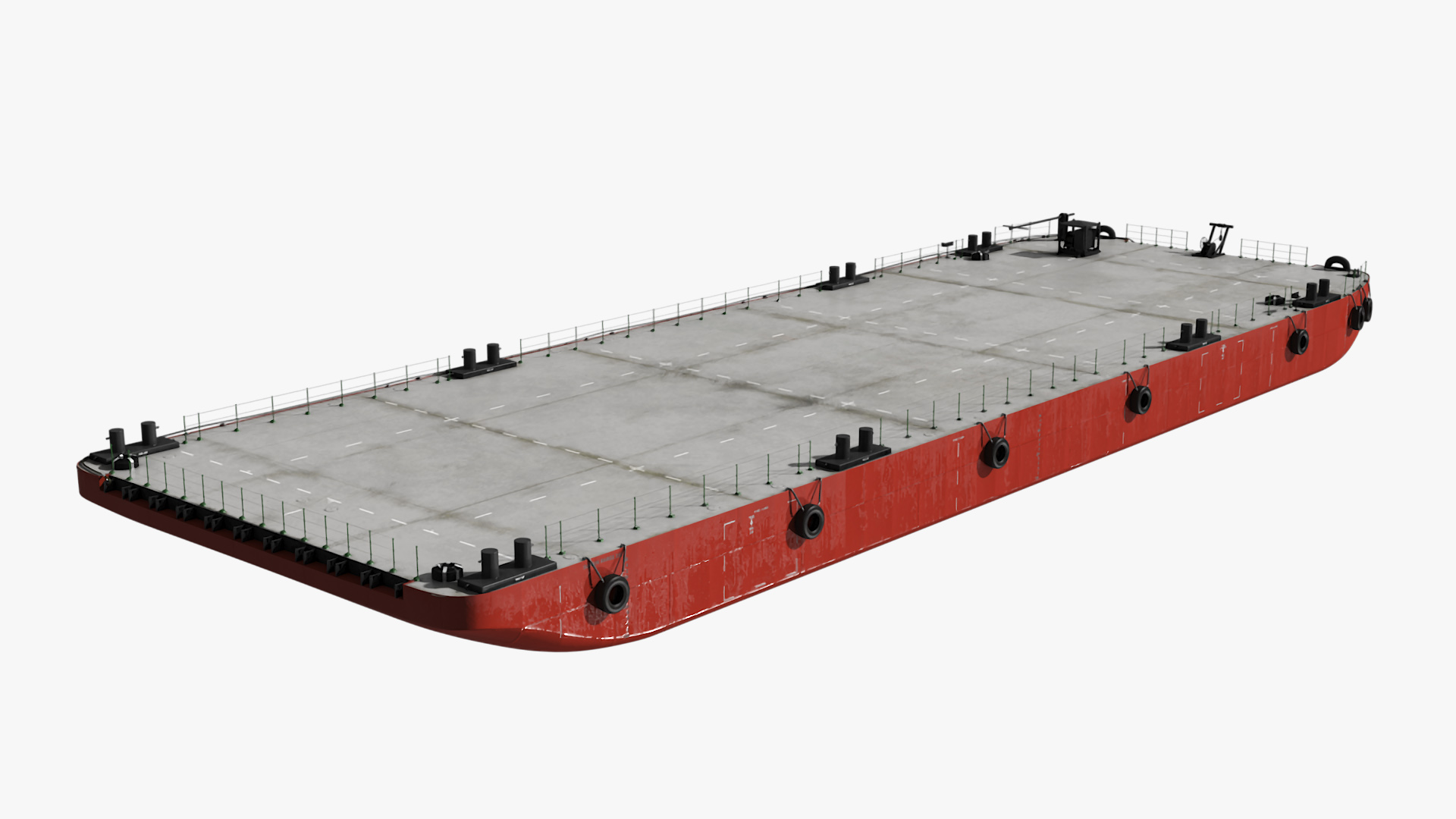 3D Industrial Cargo Barge Red