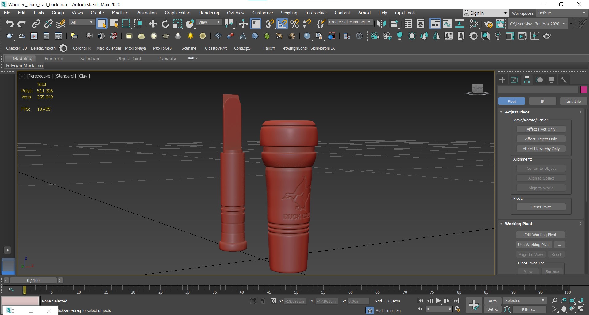 Wooden Duck Call for 3D Print 3D model