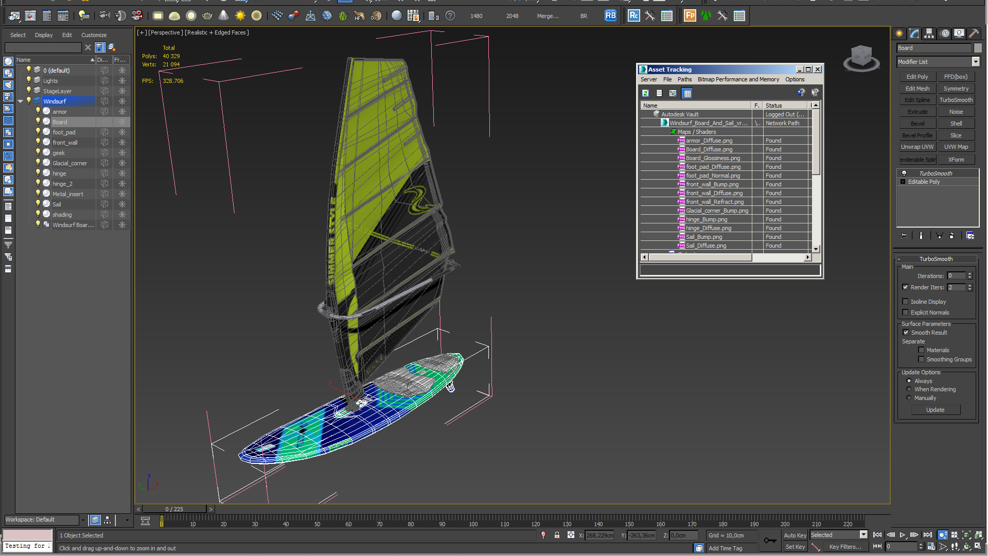 3D Windsurf Board And Sail model