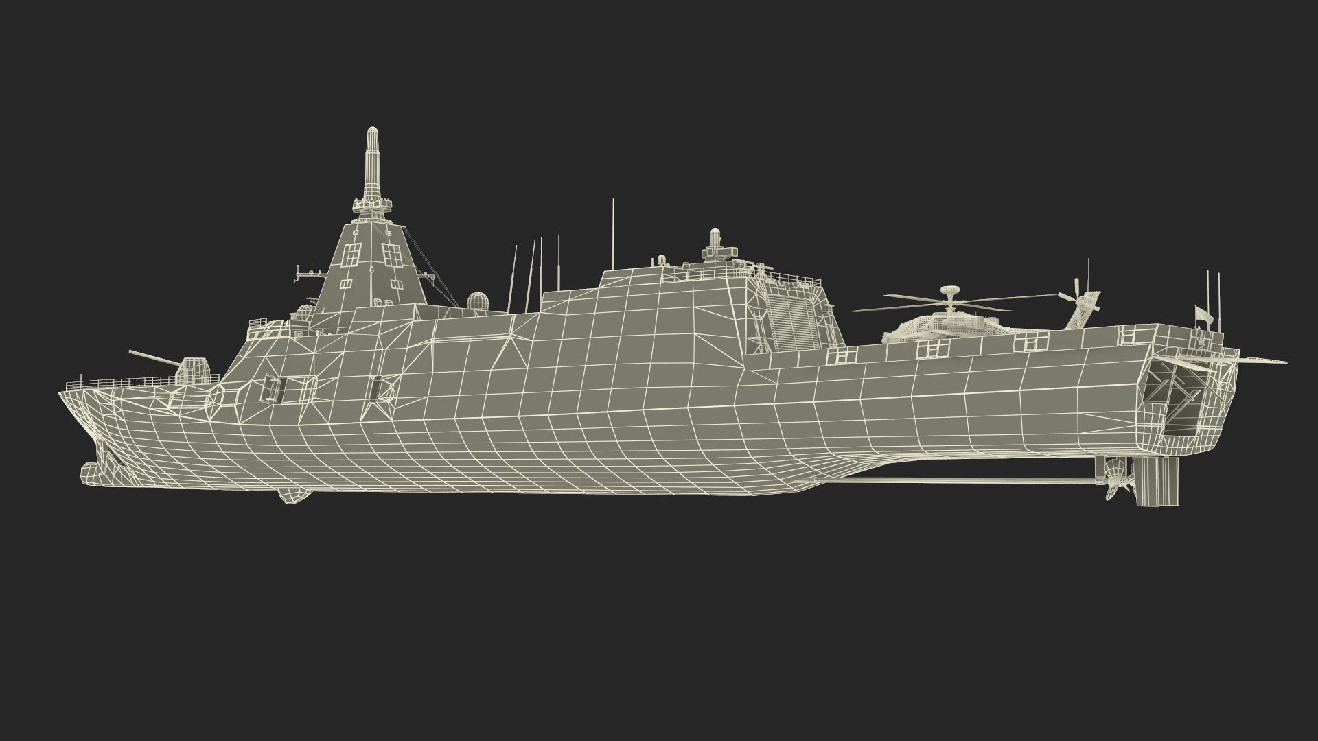 3D Japanese Mogami Class Frigate FFM-2 with Helicopter Rigged model