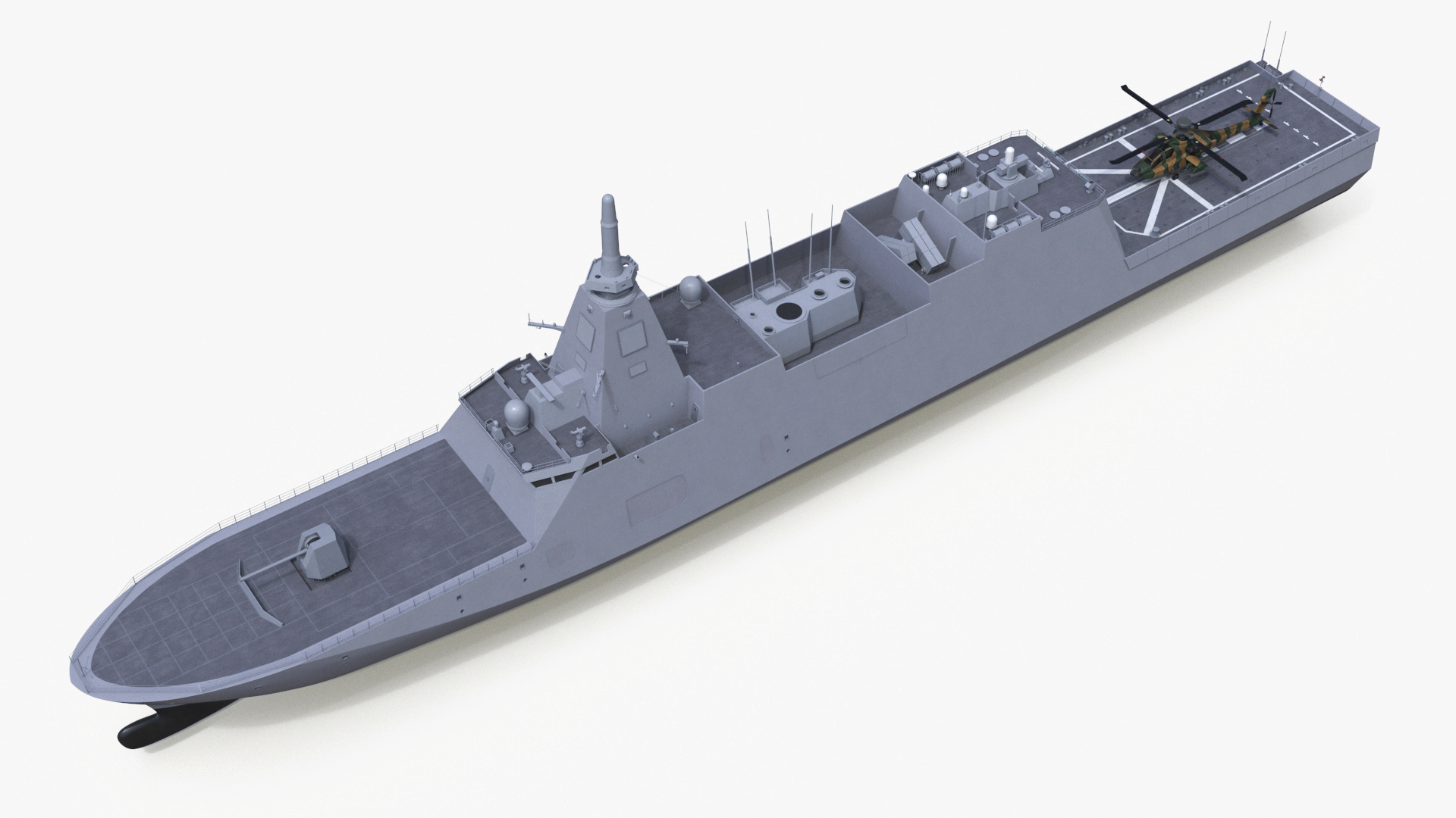 3D Japanese Mogami Class Frigate FFM-2 with Helicopter Rigged model