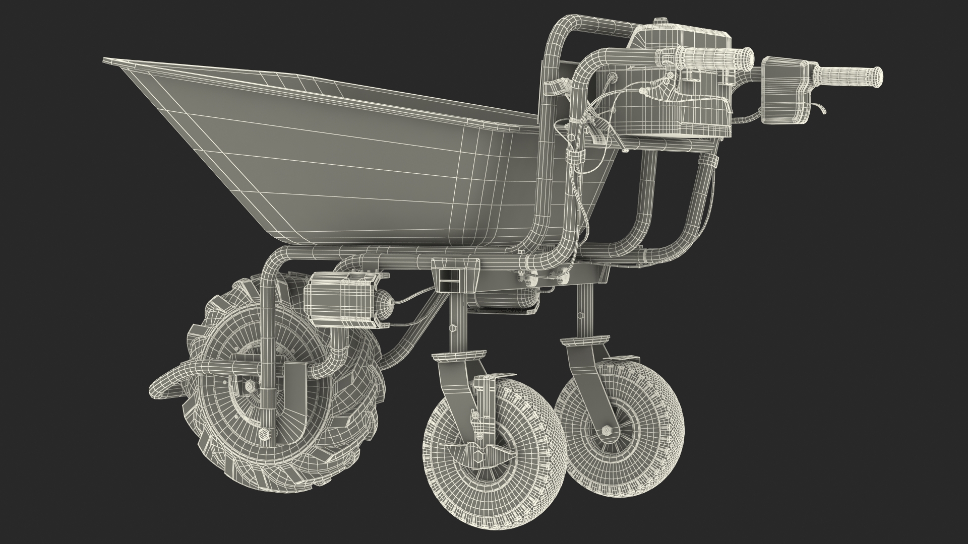 Electric Wheelbarrow with Bucket 3D