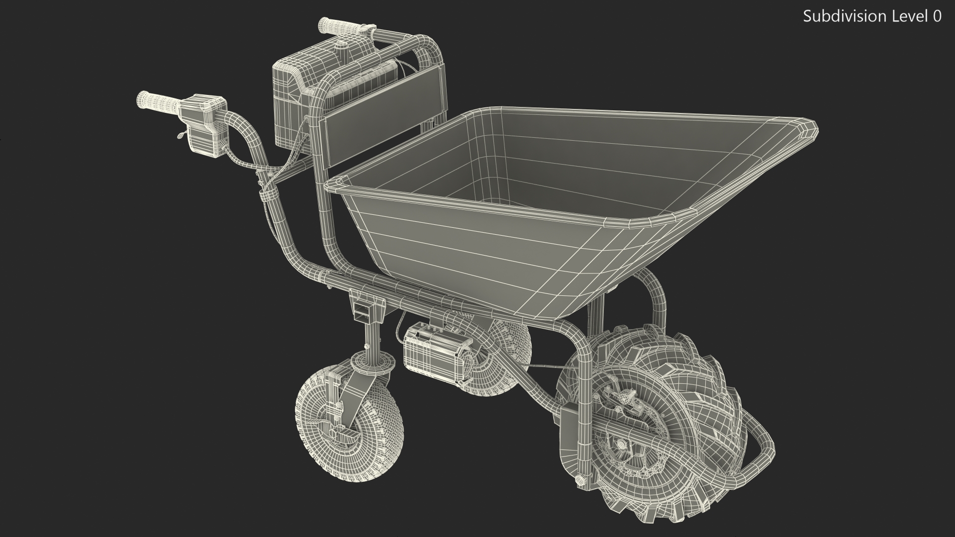 Electric Wheelbarrow with Bucket 3D