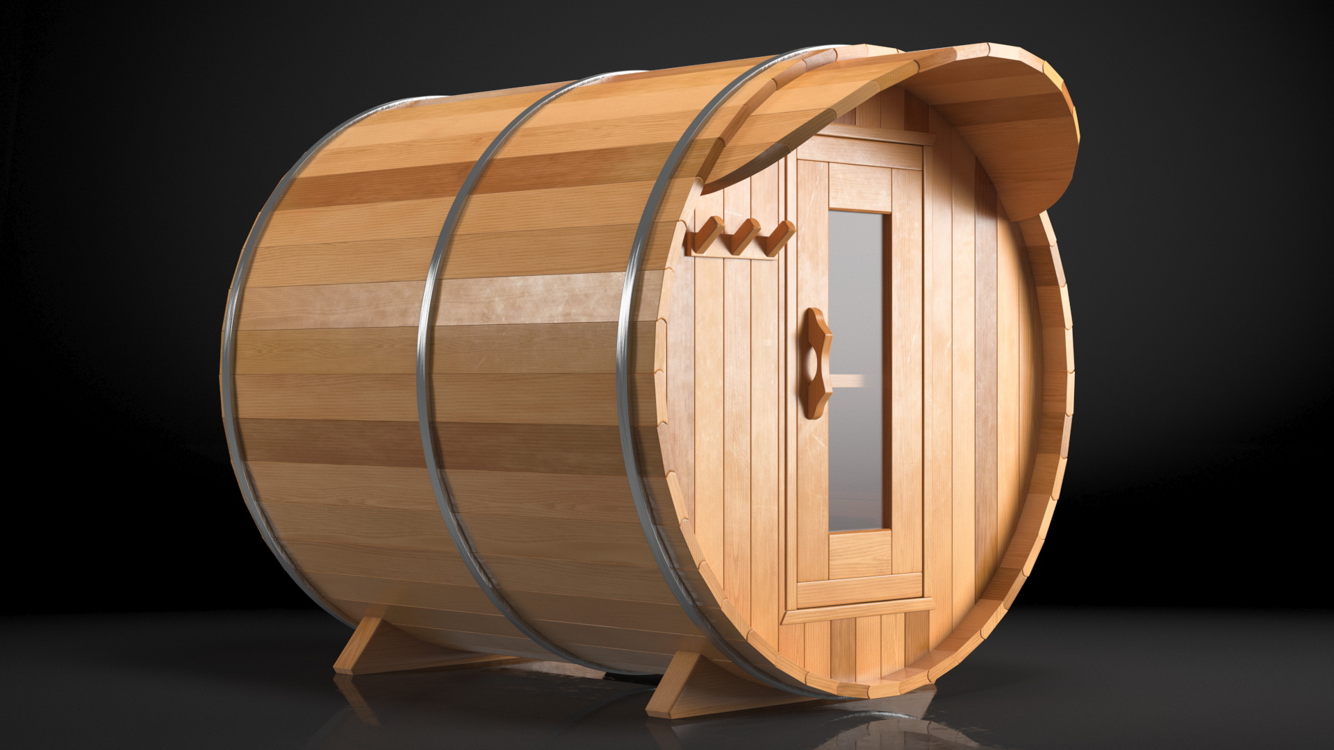 Wooden Barrel Outdoor Sauna 3D