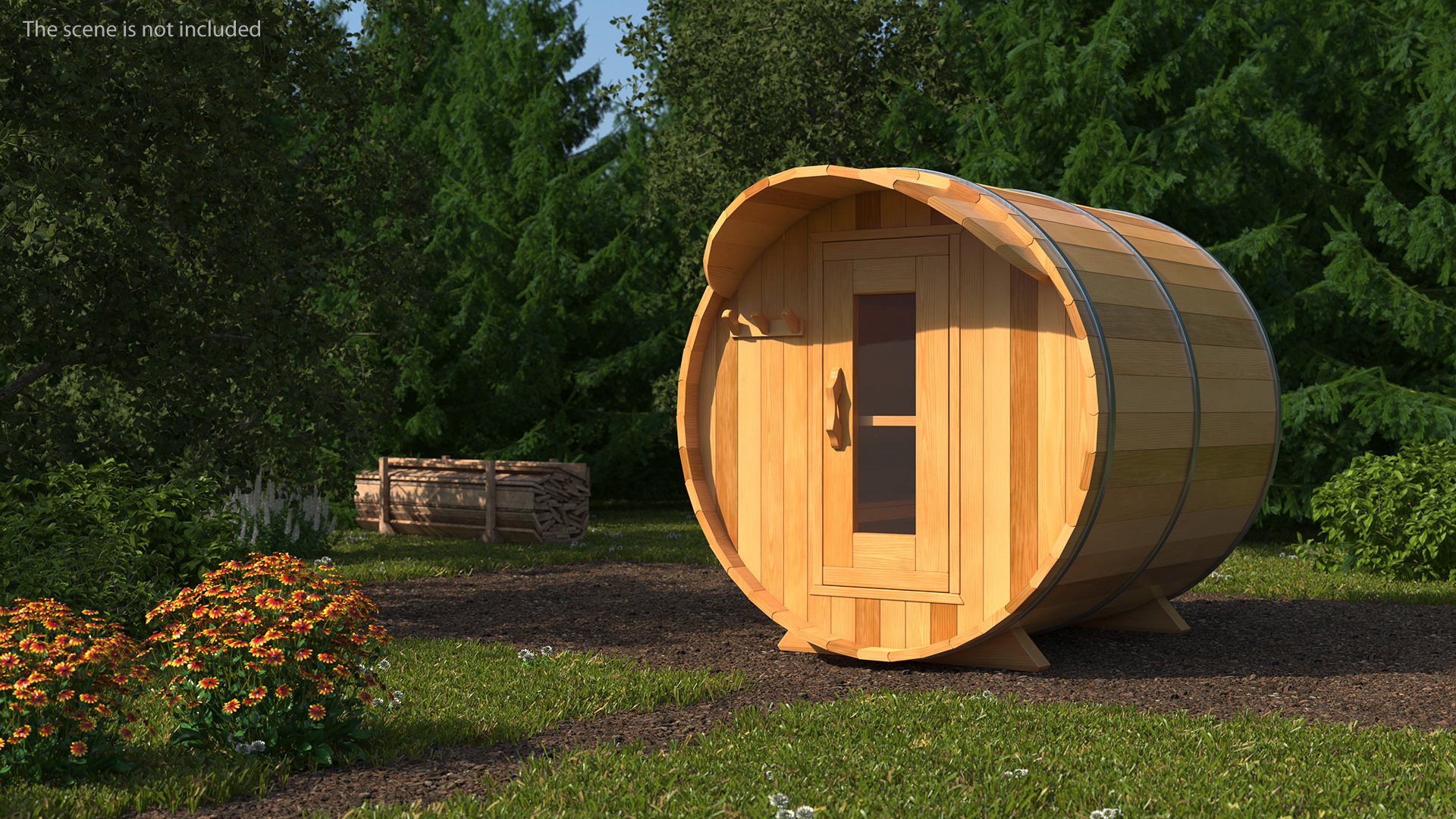 Wooden Barrel Outdoor Sauna 3D