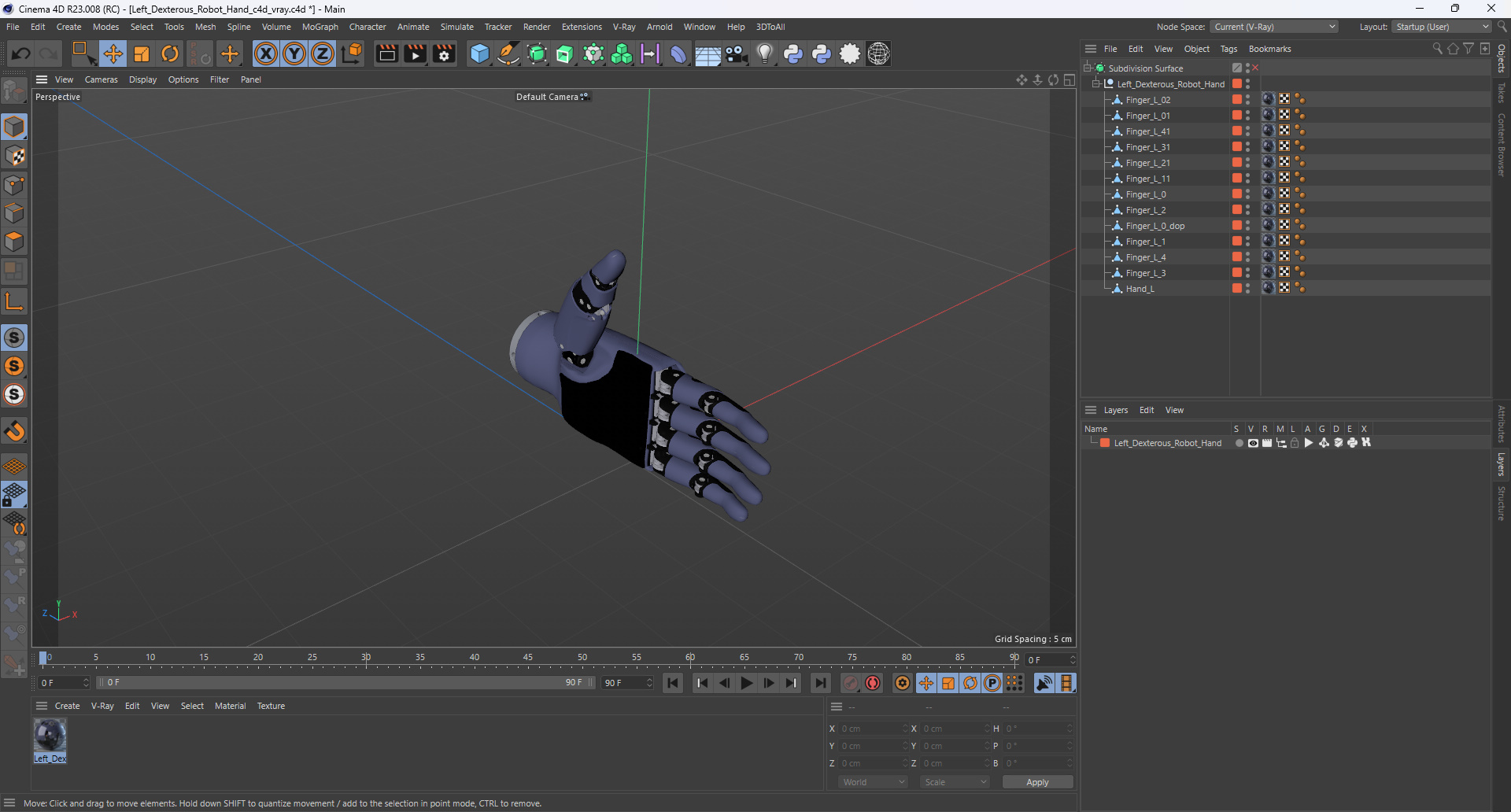 3D model Left Dexterous Robot Hand