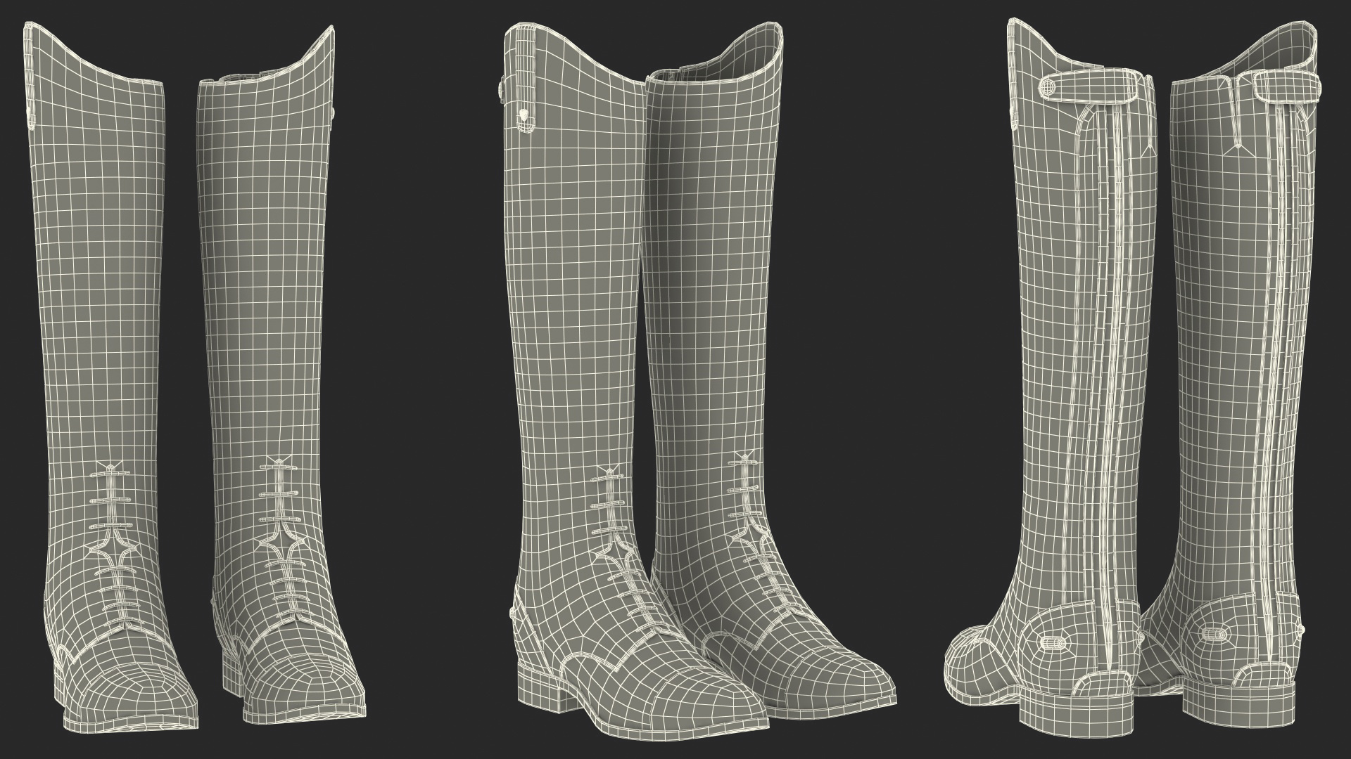 Horse Riding Boots Black 3D model