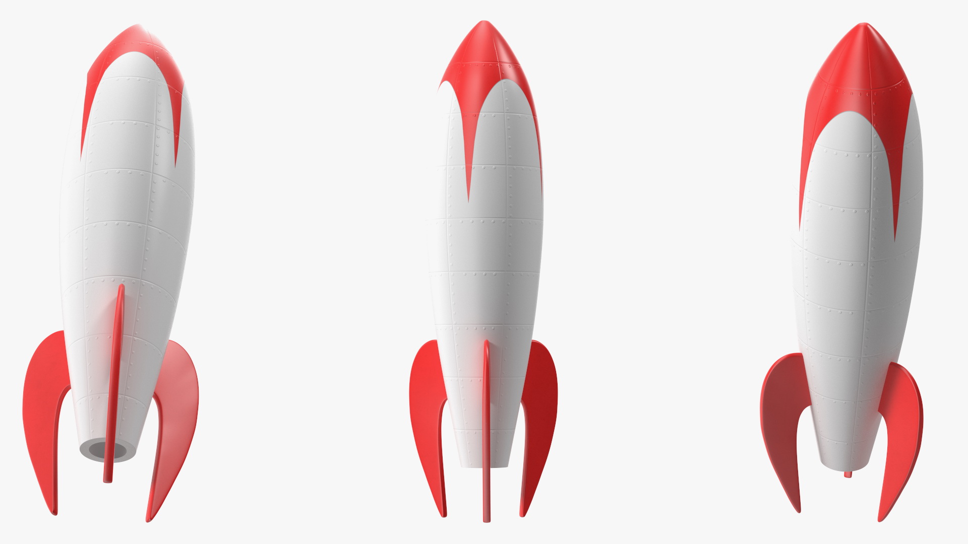 3D Vintage Space Rocket White