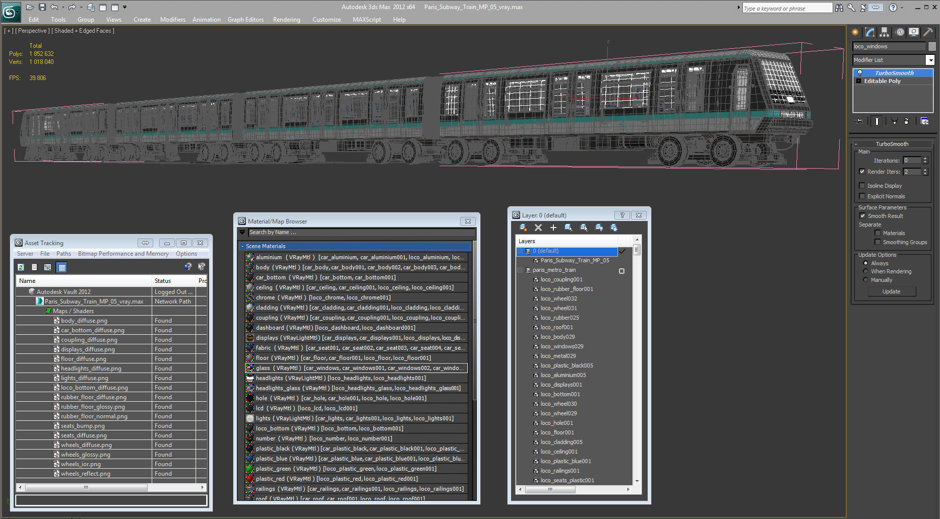 Paris Subway Train MP 05 3D model