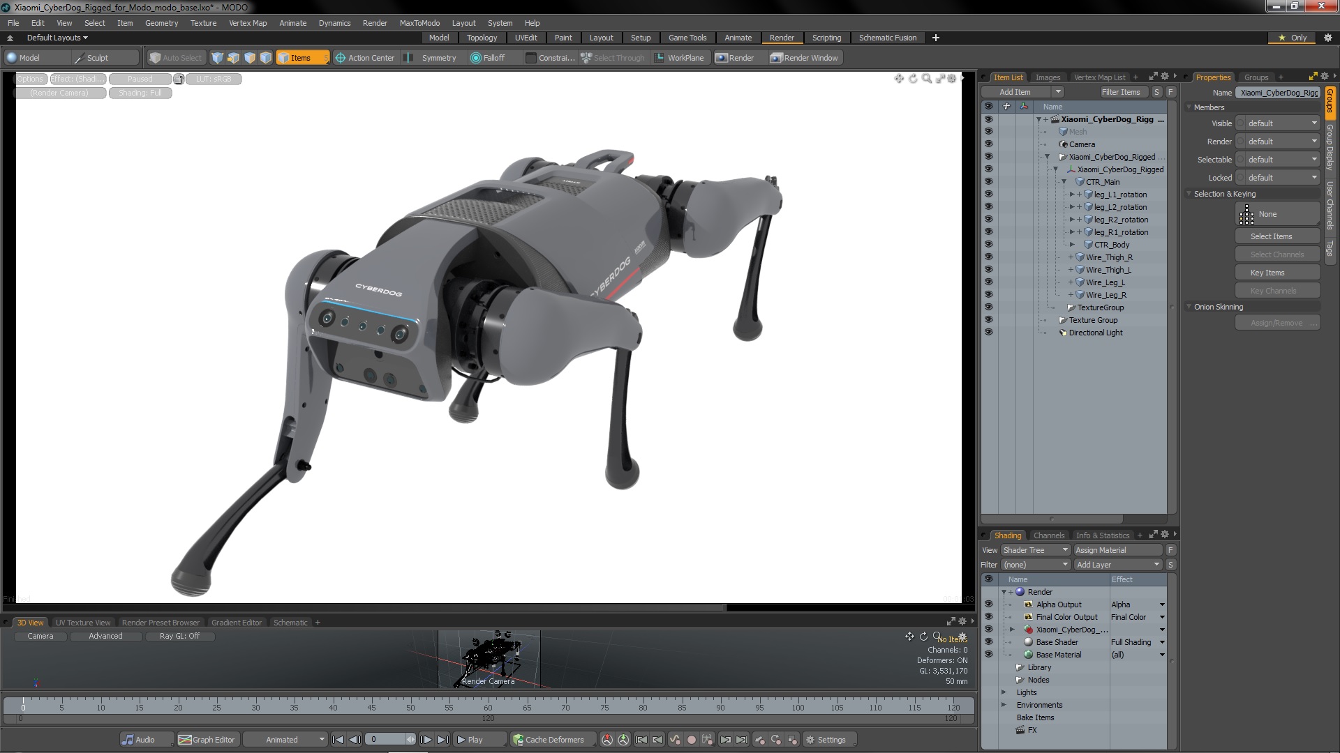 3D Xiaomi Cyberdog Rigged for Modo