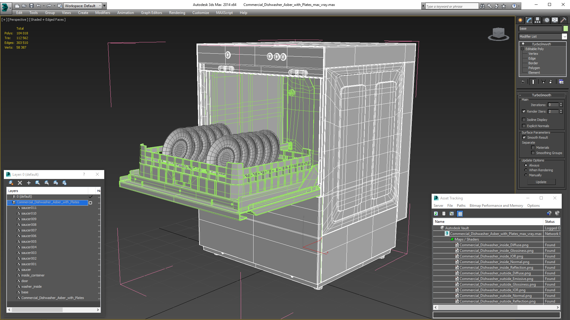 Commercial Dishwasher Asber with Plates 3D model