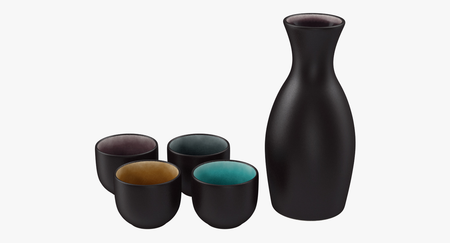 5 Piece Ceramic Sake Set 3D model