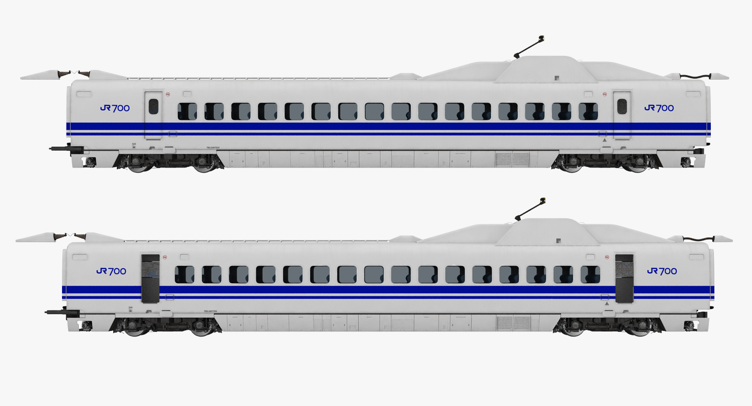 Bullet Train JR700 Passenger Car Japan Railways Rigged 3D model