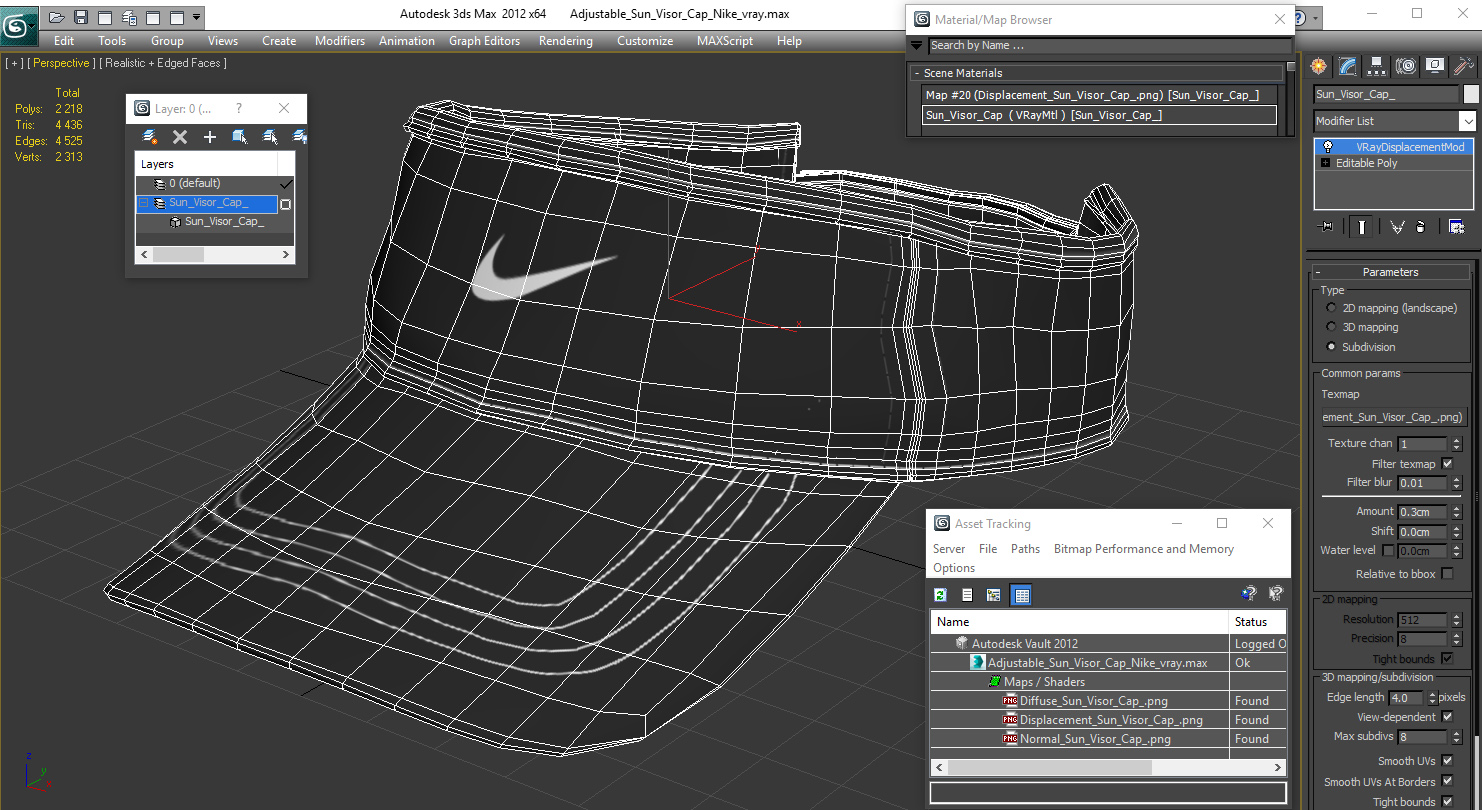 Adjustable Sun Visor Cap Nike 3D model