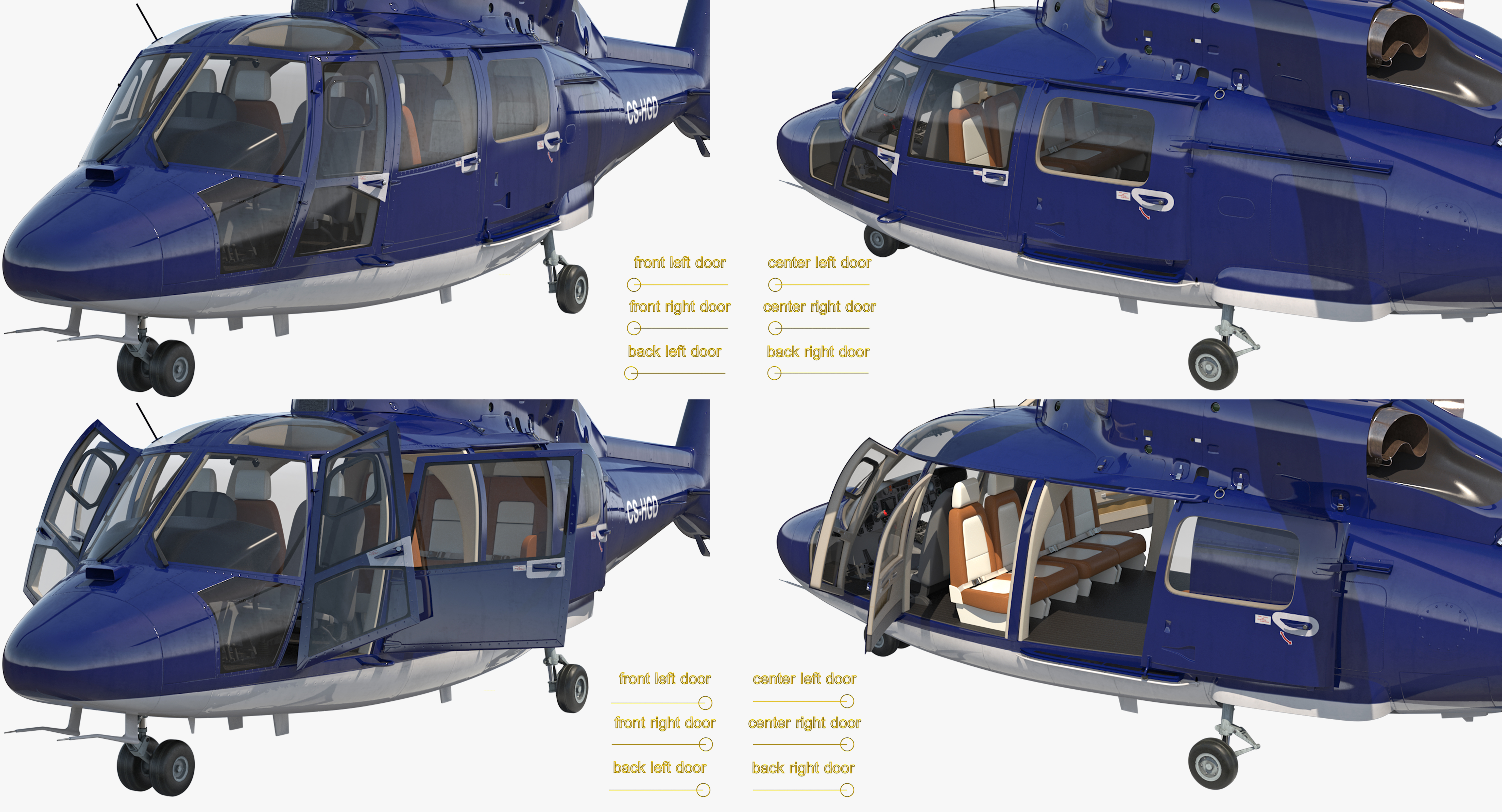 3D Civil Helicopter Eurocopter SA 365 C Dauphin Rigged