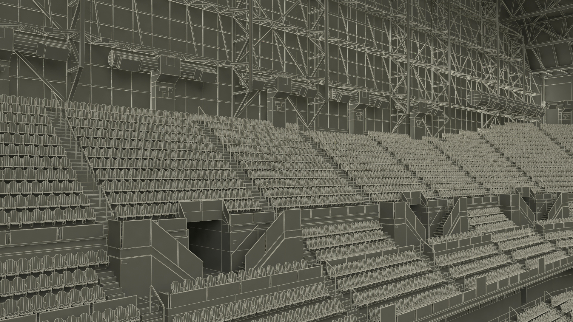 Stadium with Retractable Roof Open 3D model