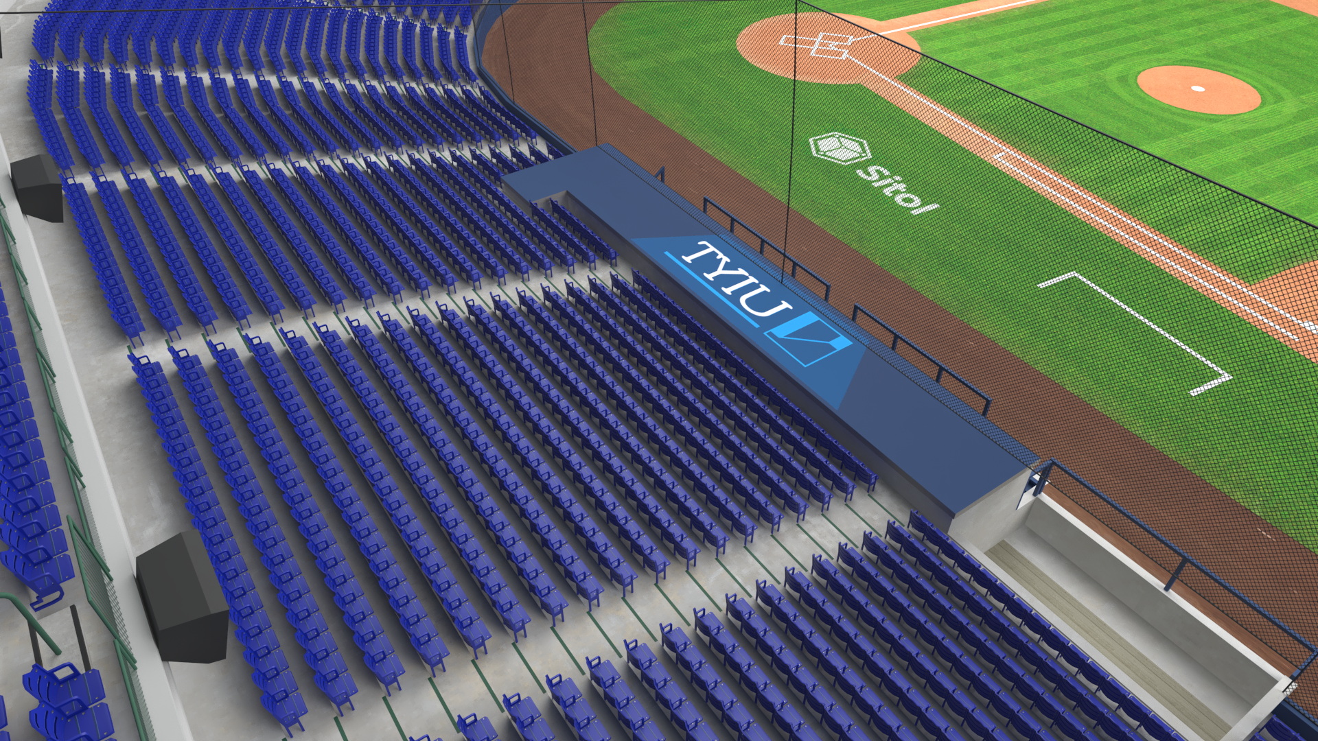 Stadium with Retractable Roof Open 3D model