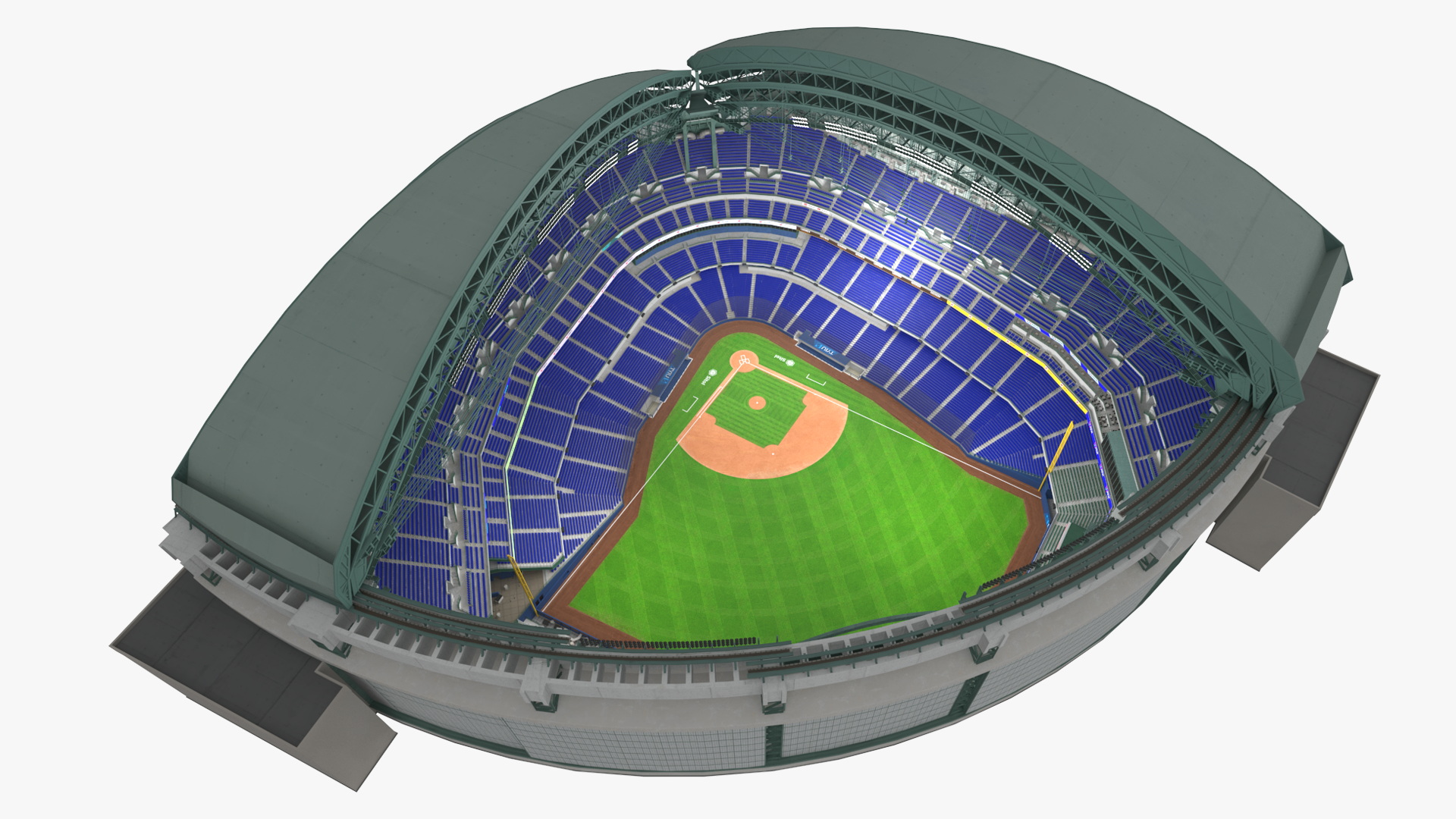 Stadium with Retractable Roof Open 3D model