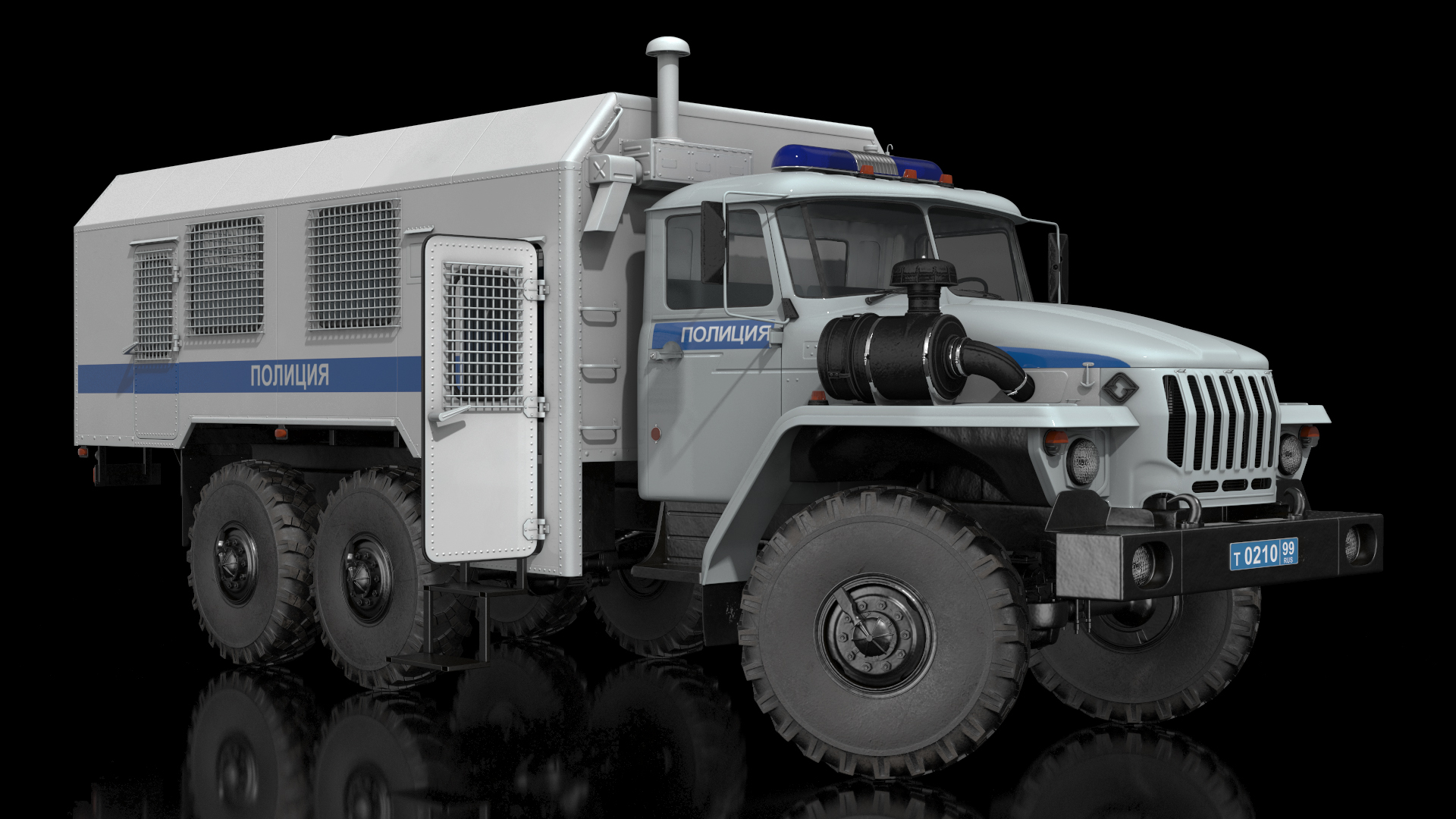 3D URAL 4320 Police Vehicle Rigged