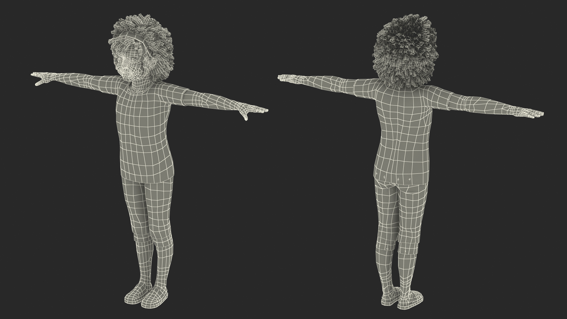 3D Black Child Girl Home Style Rigged for Cinema 4D model