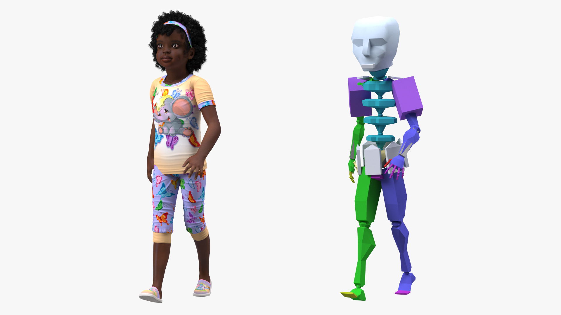 Black Child Girl Home Style Rigged 3D model